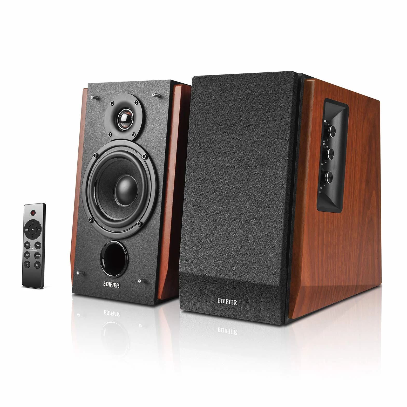 Edifier R1700BTs Altoparlanti Diffusori da Scaffale Active - Bluetooth v5.0 2.0 Altoparlante Monitor da Studio Near Field Wireless - 66w RMS con Uscita Subwoofer - Custodia in legno