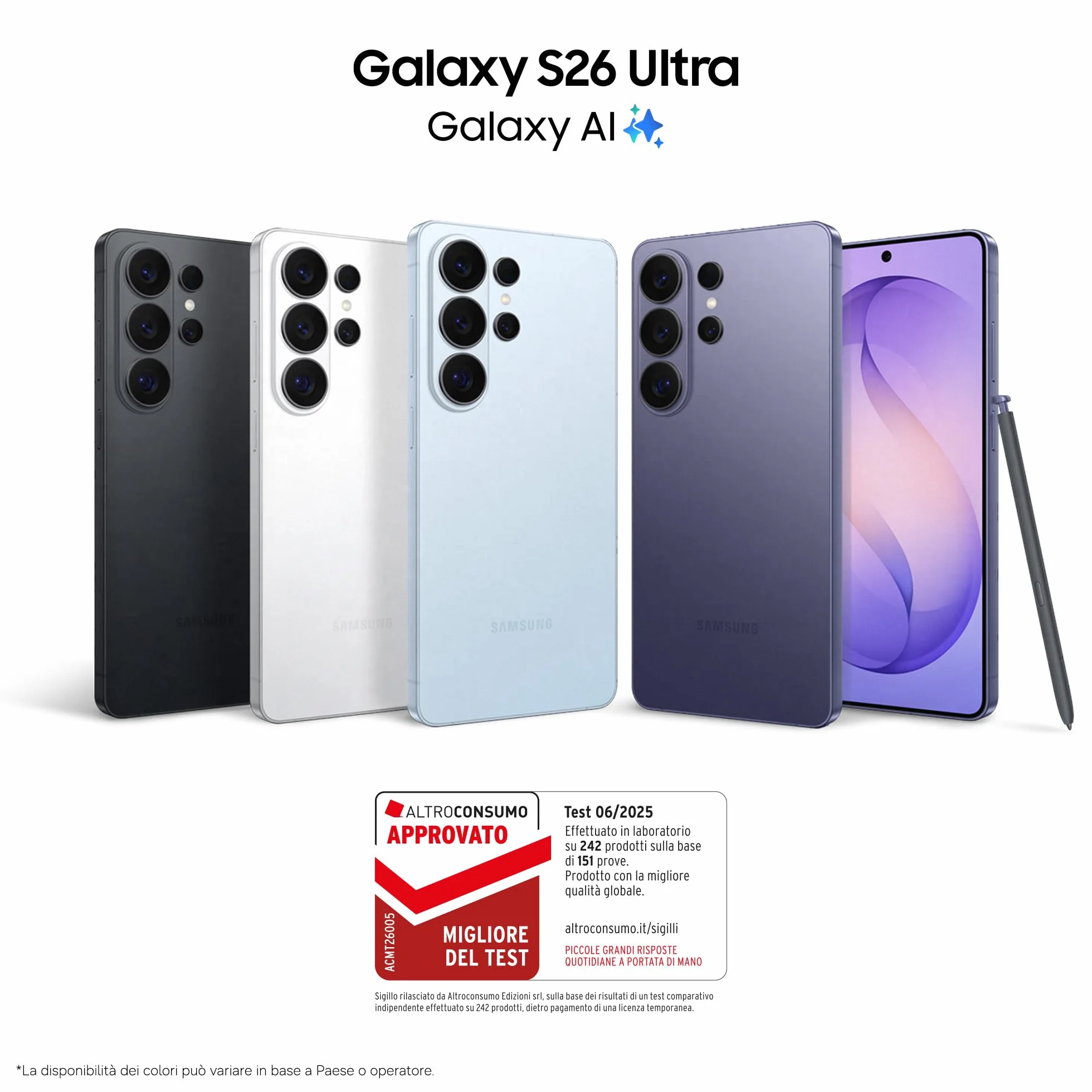 Samsung Galaxy S26 Ultra Smartphone AI, 256GB, 3 anni di Garanzia, Privacy Display Integrato, Processore Potente, Assistente Foto, Camera 200 MP, 5000 mAh, Black [Versione italiana]