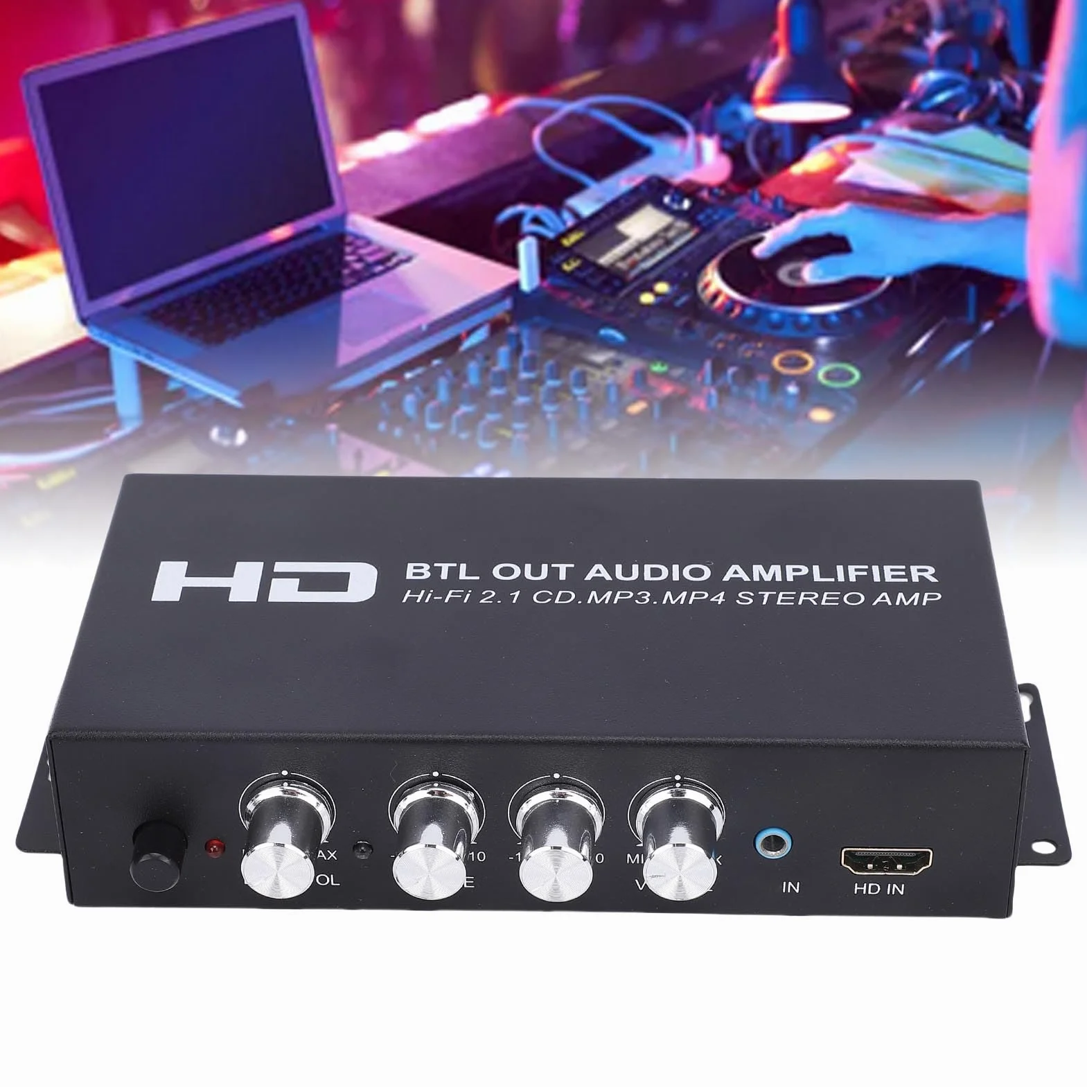Amplificatore Audio Stereo Bluetooth HiFi Doppio Canale con Ingressi HDMI RCA AUX