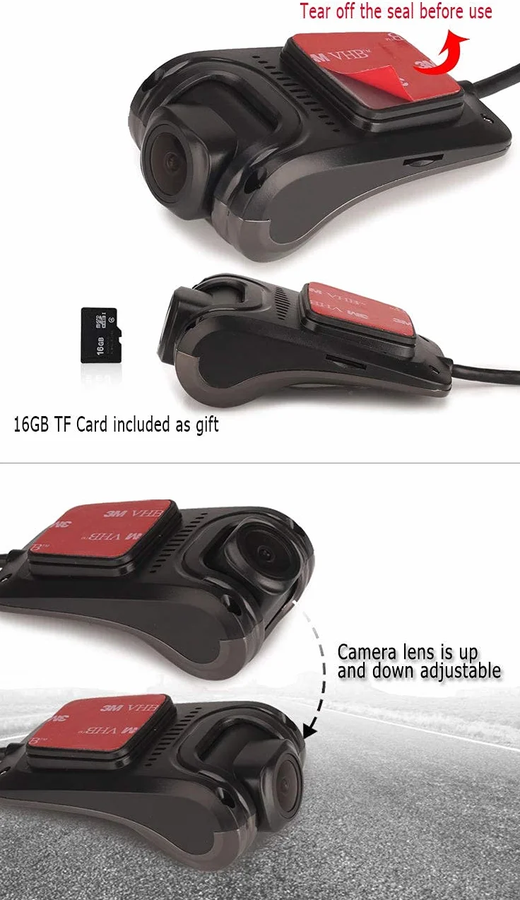 ERISIN HD 1080P 150° Grandangolo Mini Dashcam Auto Dashcam USB Impermeabile Registratore DVR Auto DVR Visione notturna Telecamera frontale per Android Autoradio CD Player