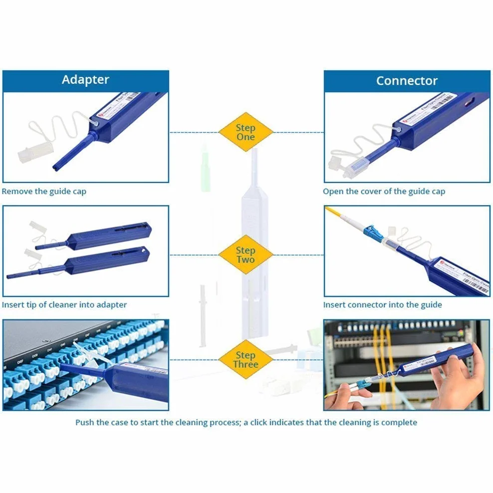 10Gtek Fiber Optic Cleaning Pen, LC/MU 1.25mm Connectors Fiber Cleaner, Over 600 Cleans Times, 5-pack