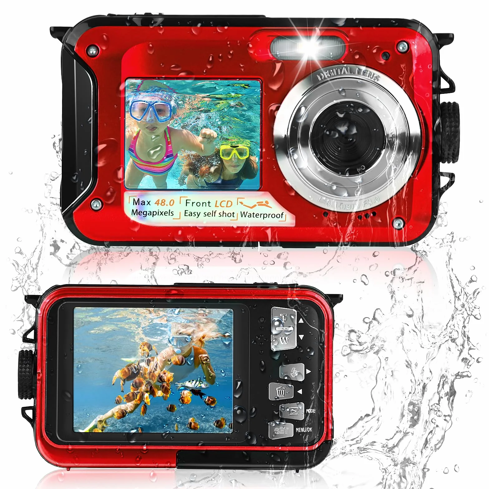 Macchina Fotografica Subcquea, Comius Sharp Fotocamera Subacquea Digitale 10FT 30MP Photo FHD Video 16X Digital Zoom con Scheda di Memoria da 32G per Selfie Subacquei, Immersione, Nuoto