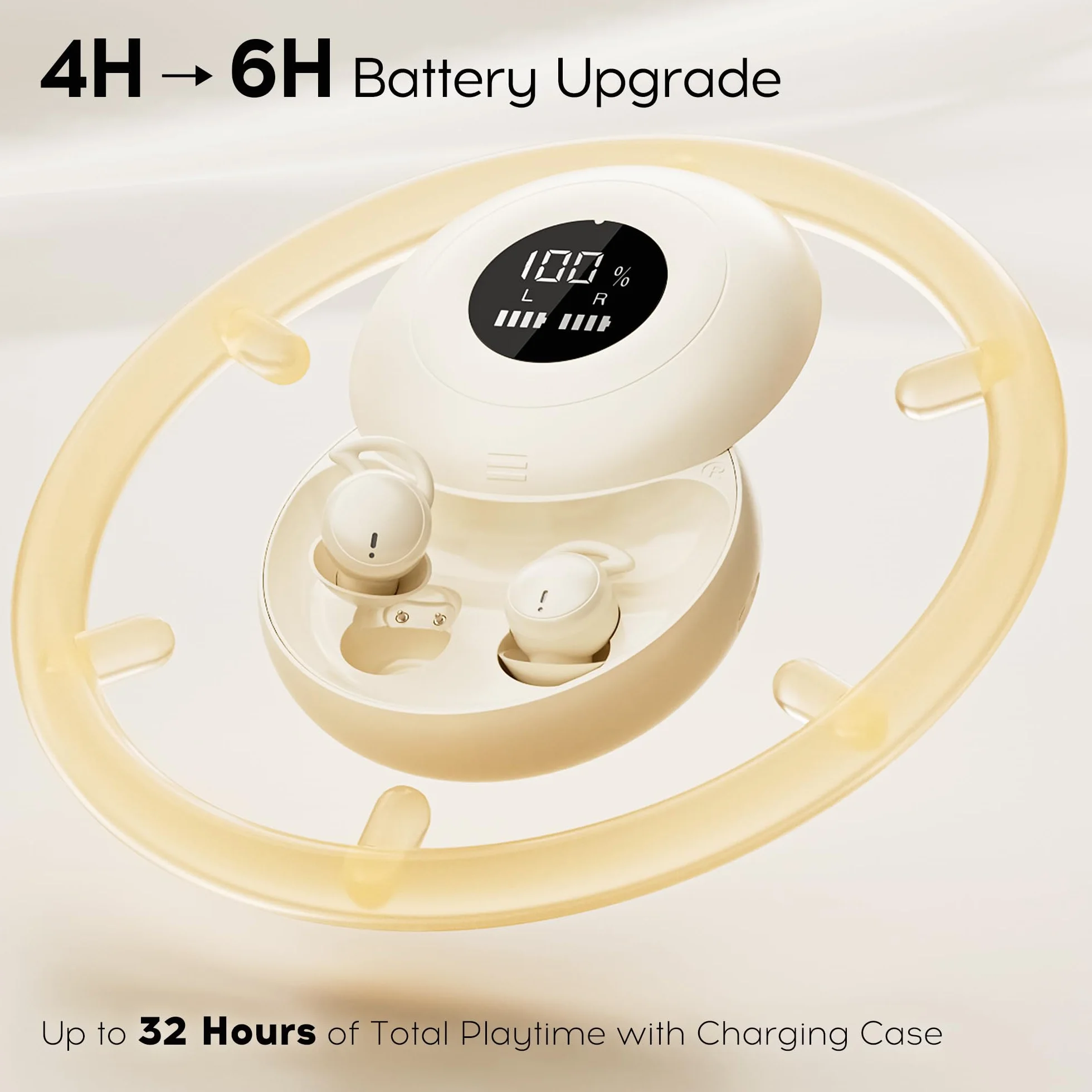 Cuffie per Dormire, Mini Auricolari Wireless Bluetooth 6.0 Auricolari per Dormire in silicone liquido, Auricolar ascosti con Display di Alimentazione per Esercizio, Lavoro, Escursionismo