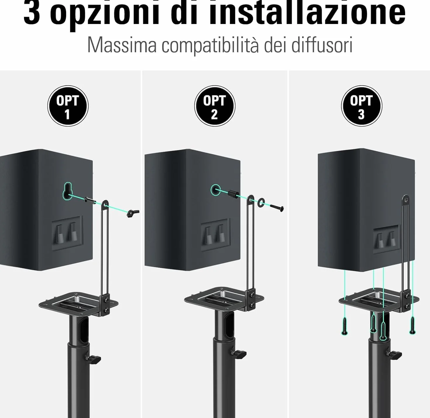 Mounting Dream Supporto altoparlante regolabile altezza per satelliti 5 kg set 2