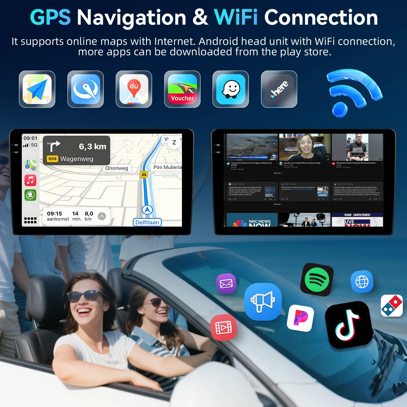 2 Din Android 15.0 Autoradio 9 Pollici HD per Ford Transit 2009-2016 e Ford Focus 2005-2008 - CarPlay Wireless, Android Auto Senza Fili, 4GB RAM + 128GB ROM, GPS Integrato