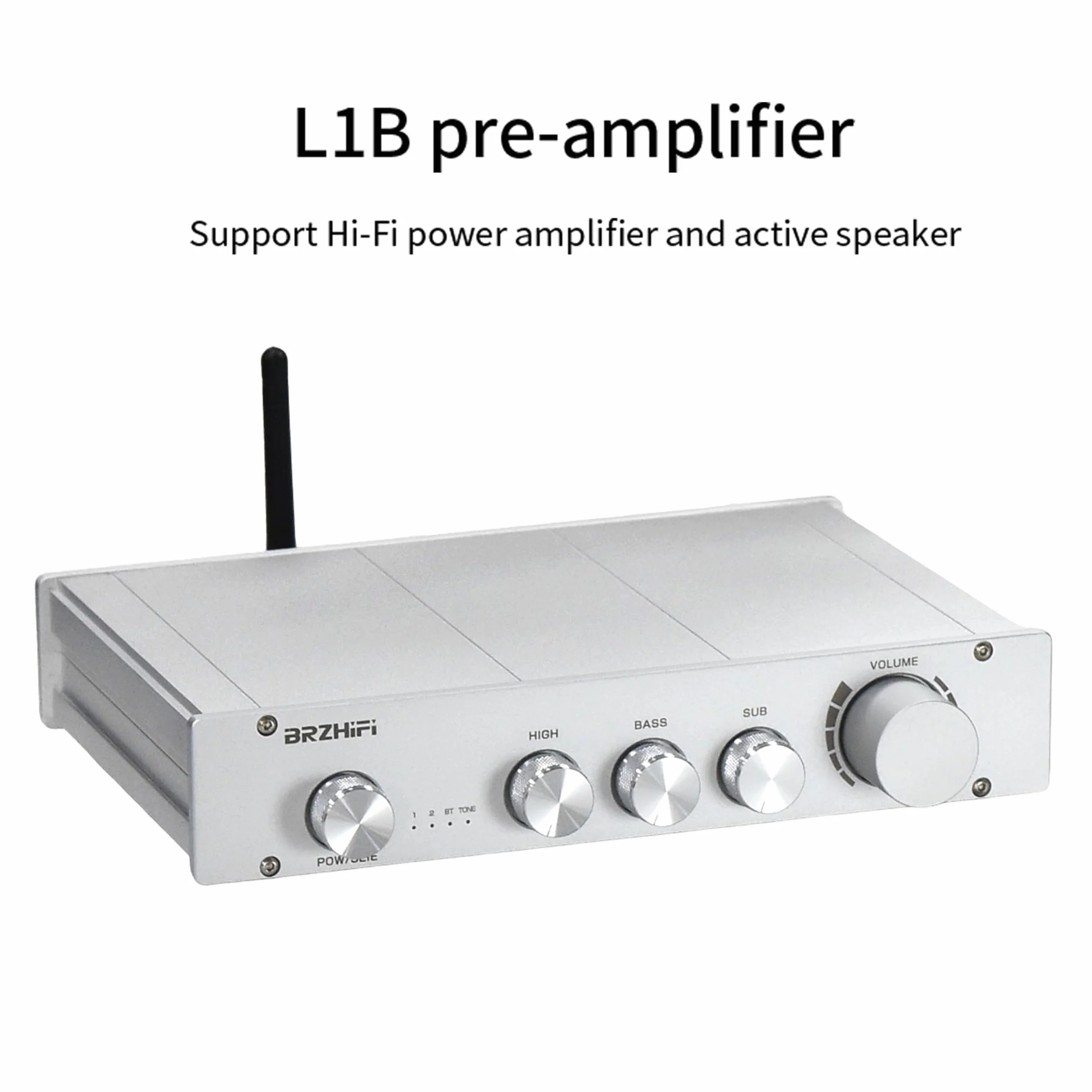 Preamplificatore HIFI Classe A Pura 2.1 Canali Audio Domestico Bluetooth 5.0 PCM5102 Subwoofer Argento