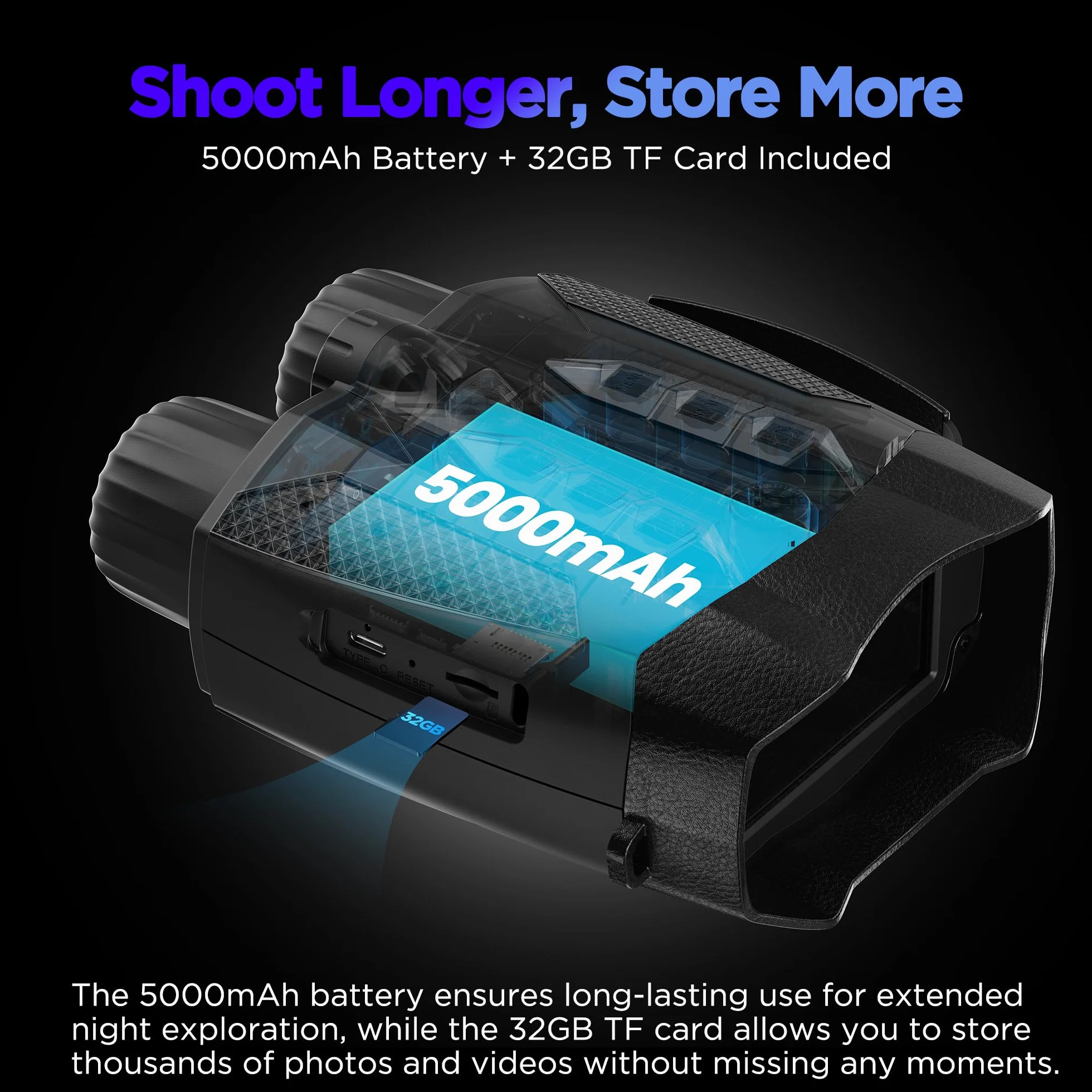 Binocolo Visore Notturno 4K: Night Vision con Batteria Ricaricabile Da 5000mAh - Visione Notturna 10X Digitale Zoom 7-Livelli Infrarossi 3" - Regali Di Caccia Per Uomini/Papà/Marito - Campeggio