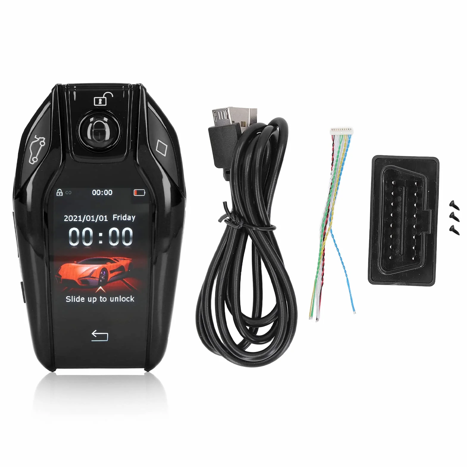 TK800+ Smart Remote Control Car Key, LCD touch screen, senza chiave blocco automatico sbloccare finestra ascensore tronco, per tutti gli avviamenti del motore (Nero)