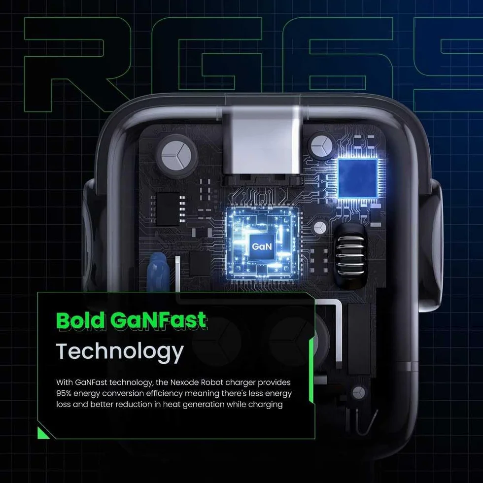 UGREEN Nexode RG 65W Caricabatterie rapido per robot GaN 2xUSB-C, 1xUSB-A, Grigio