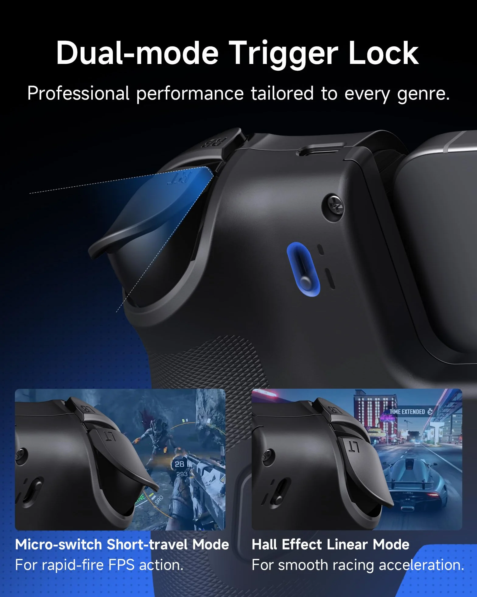 Controller mobile EasySMX M20 con USB-C per iPhone, smartphone Android e tablet 8,5", controller per smartphone con joystick a effetto Hall/grilletto a due stadi, doppi motori di presa
