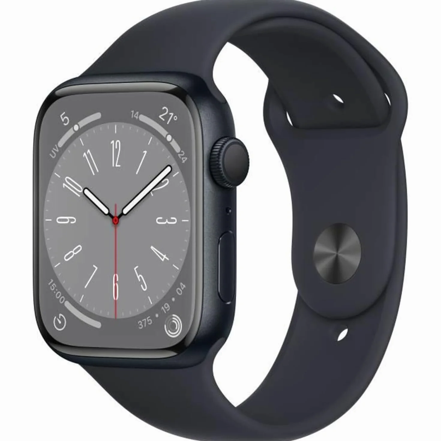 Apple Watch Series 8 (GPS, 45MM) Cassa in Alluminio Mezzanotte con Cinturino Sport Mezzanotte (Ricondizionato)