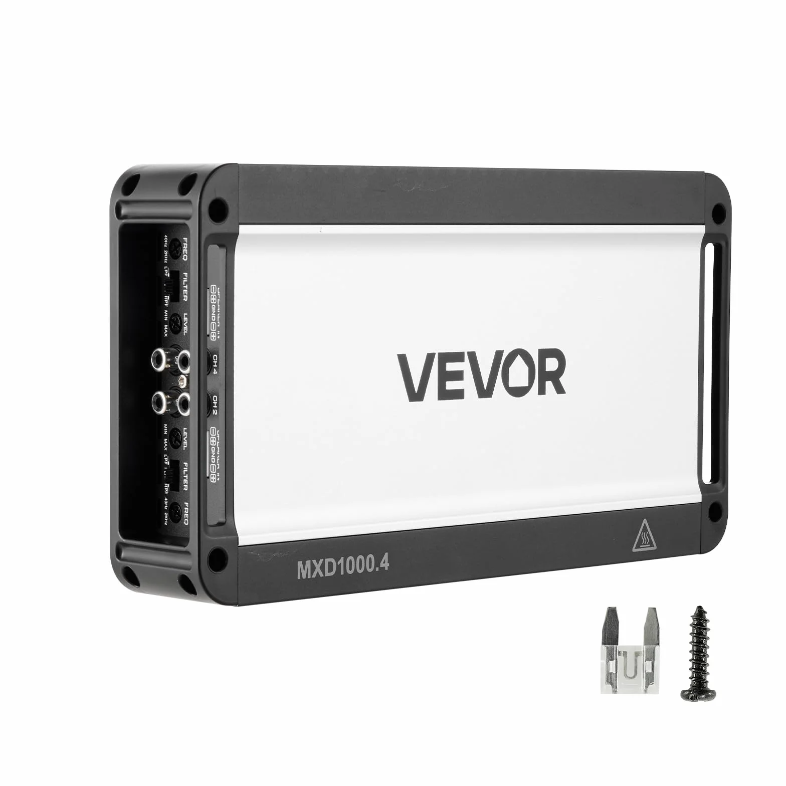 VEVOR Amplificatore Audio per Auto a 4 Canali Potenza a Ponte di Classe D max. 4x500 W a 4 Ohm/4x1000 W a 2 Ohm, Amplificatore per Vericoli Multicanale 14,4V CC Larghezza di Banda 15 Hz-30 kHz