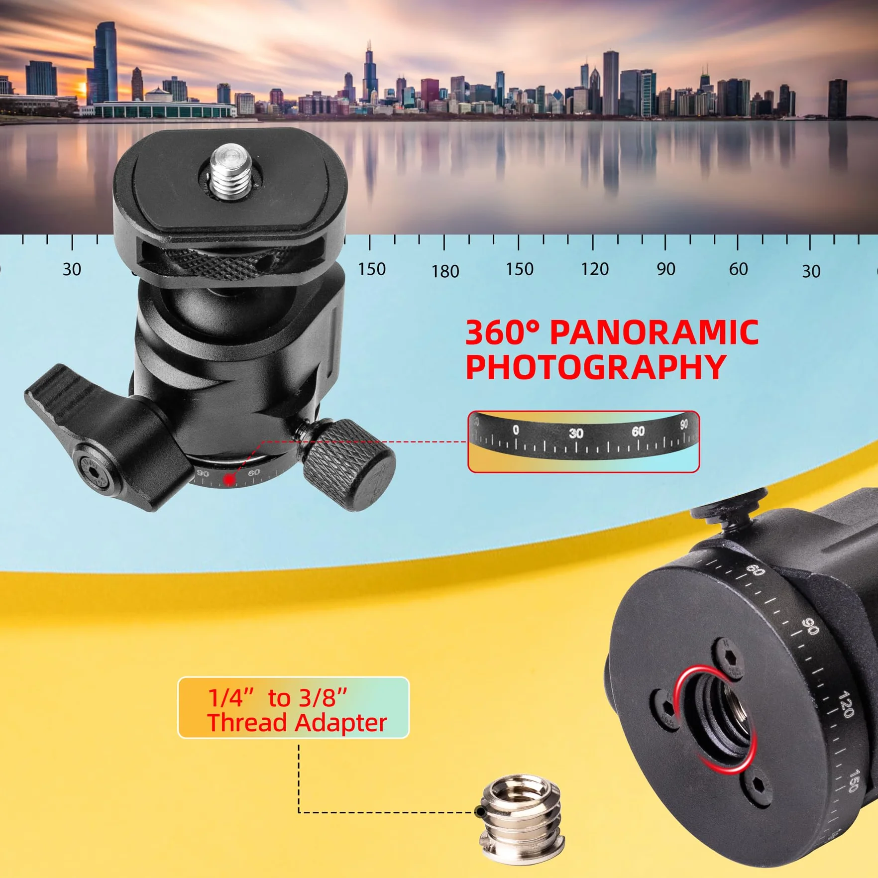 Zeadio Kit Treppiedi in Metallo Heavy Duty con Adattatore 1/4", Supporto per Telefono e Adattatore per Action Cam, Compatibile con iPhone/Android Fotocamera Gimbal Action Cam e altro