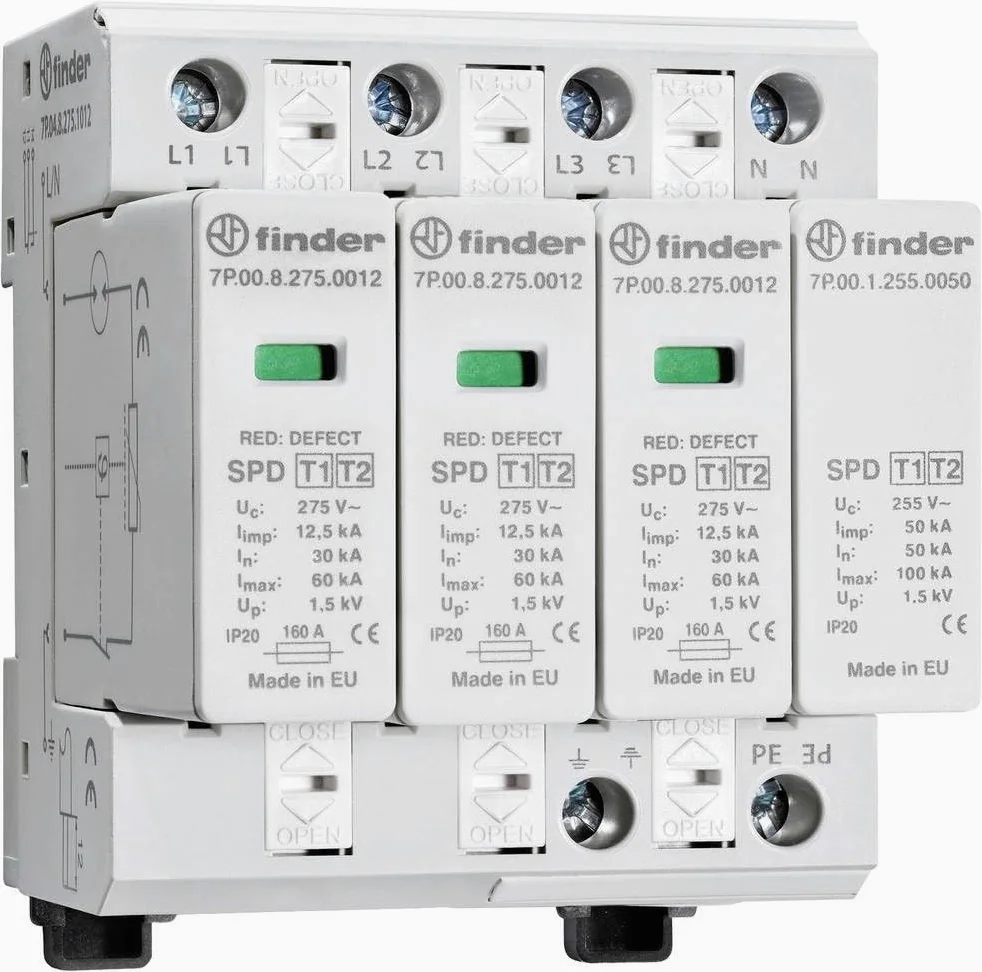 Finder 7P.04.8.275.1012 7P.04.8.275.1012 - Scaricatore di sovratensione, 60 kA, 1 pezzo