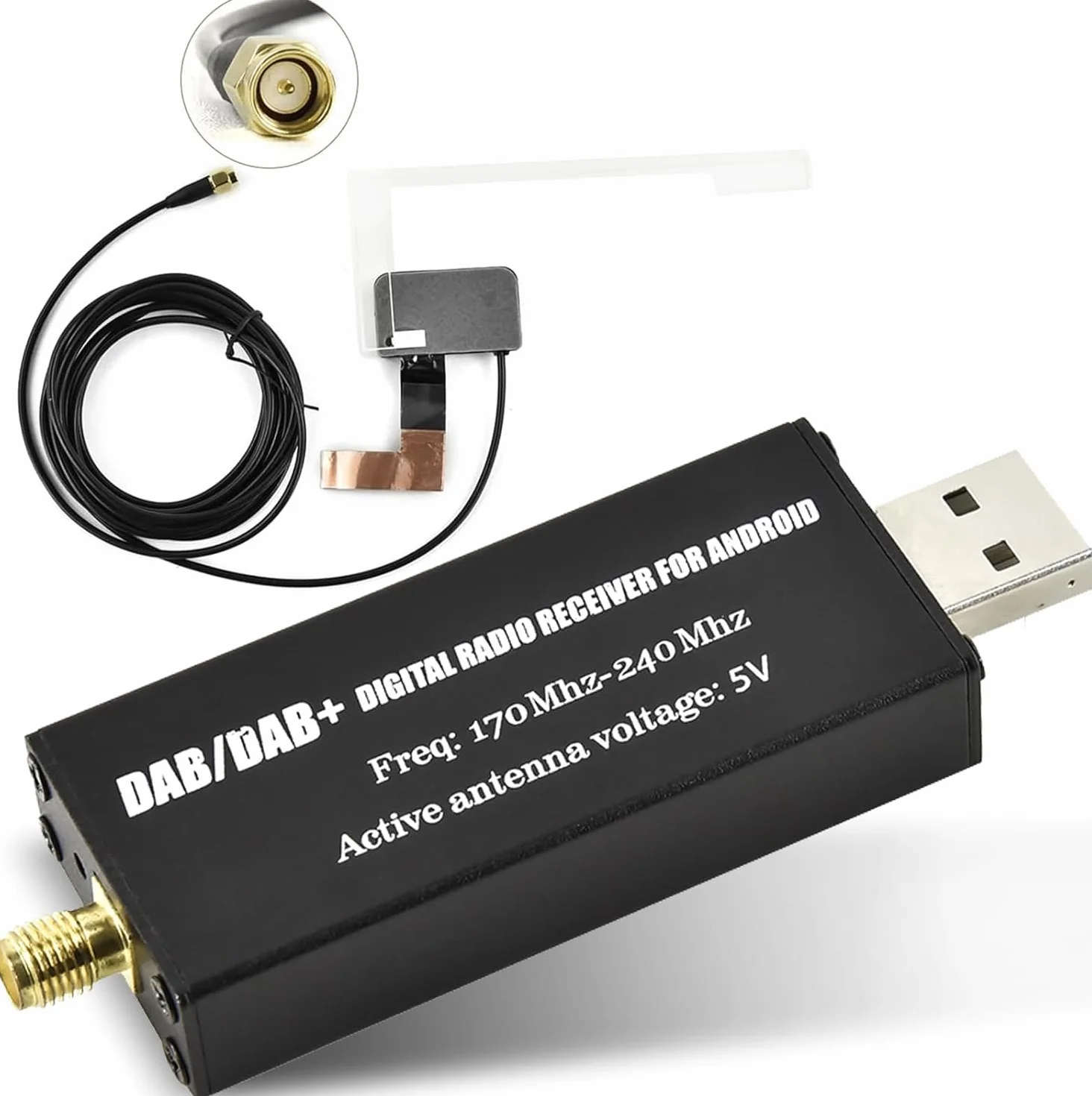 Hikity Adattatore Dab/Dab + USB Auto, Dongle Dab in Car Ricevitore Radio Digitale Dab Chiavetta USB 2.0 Dab con Antenna Dab per autoradio Android