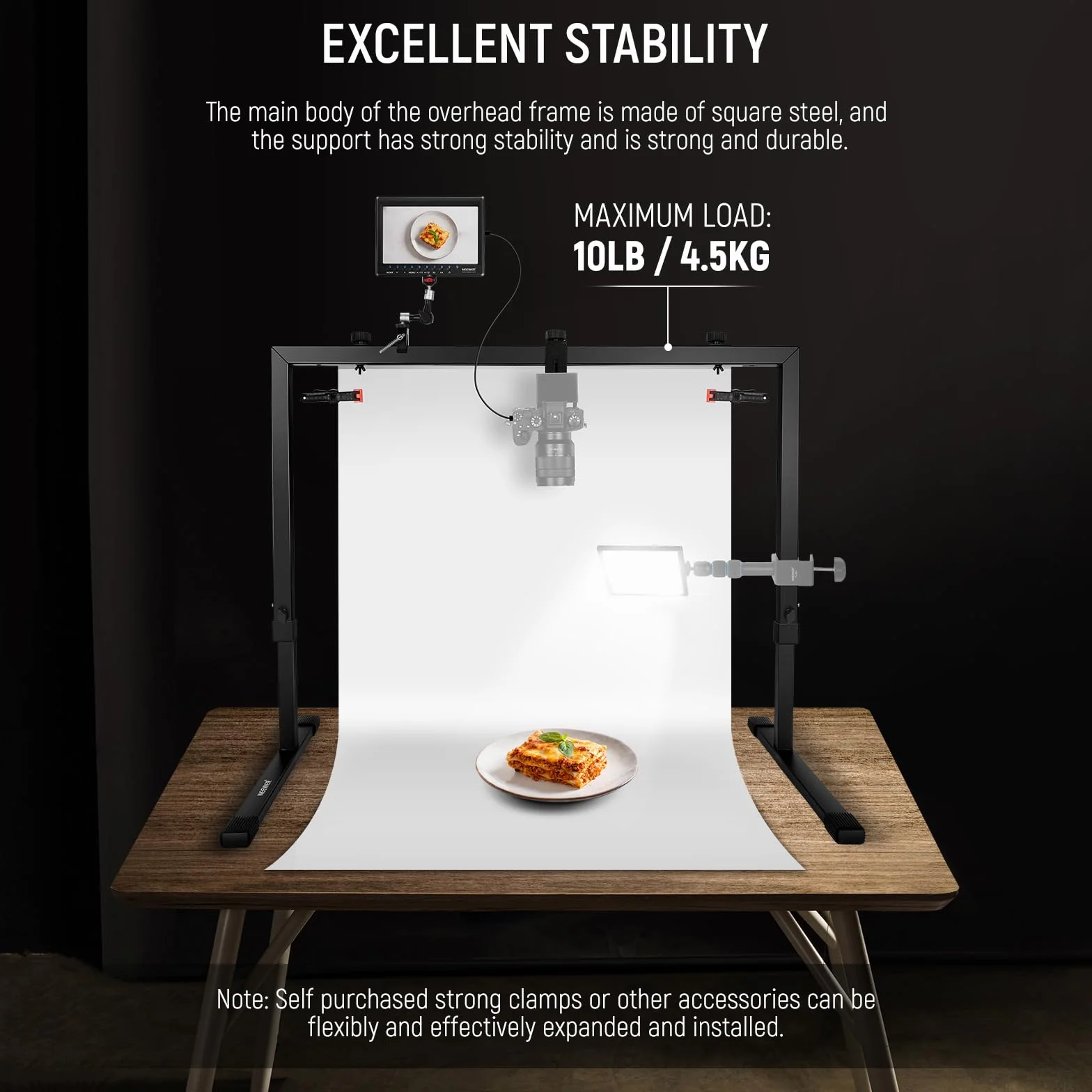 NEEWER Supporto Fotocamera dall'Alto per Scatti dall'Alto verso il Basso, Supporto da Tavolo in Acciaio Robusto per Multidispositivo per Fotografia Illuminazione, per Scrivanie ≥1m di Lunghezza, ST100