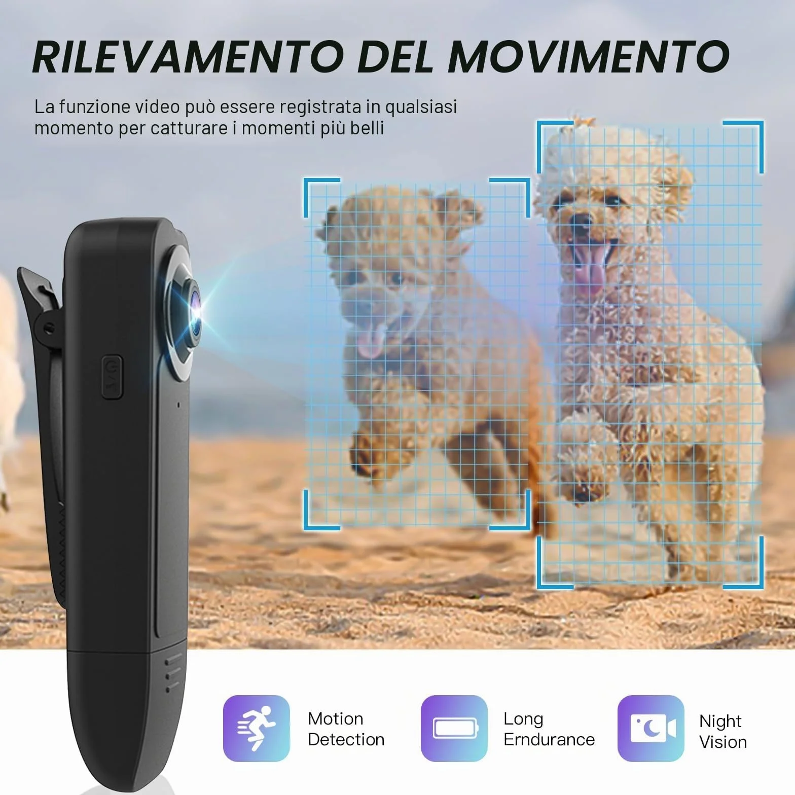 kaysunlink 1080P Body Camera con Scheda da 64 GB, Telecamera POV con Visione Notturna, Videocamera Portatile Tascabile per Sport, Vlogging, Viaggi, Sicurezza e Lavoro, Nero