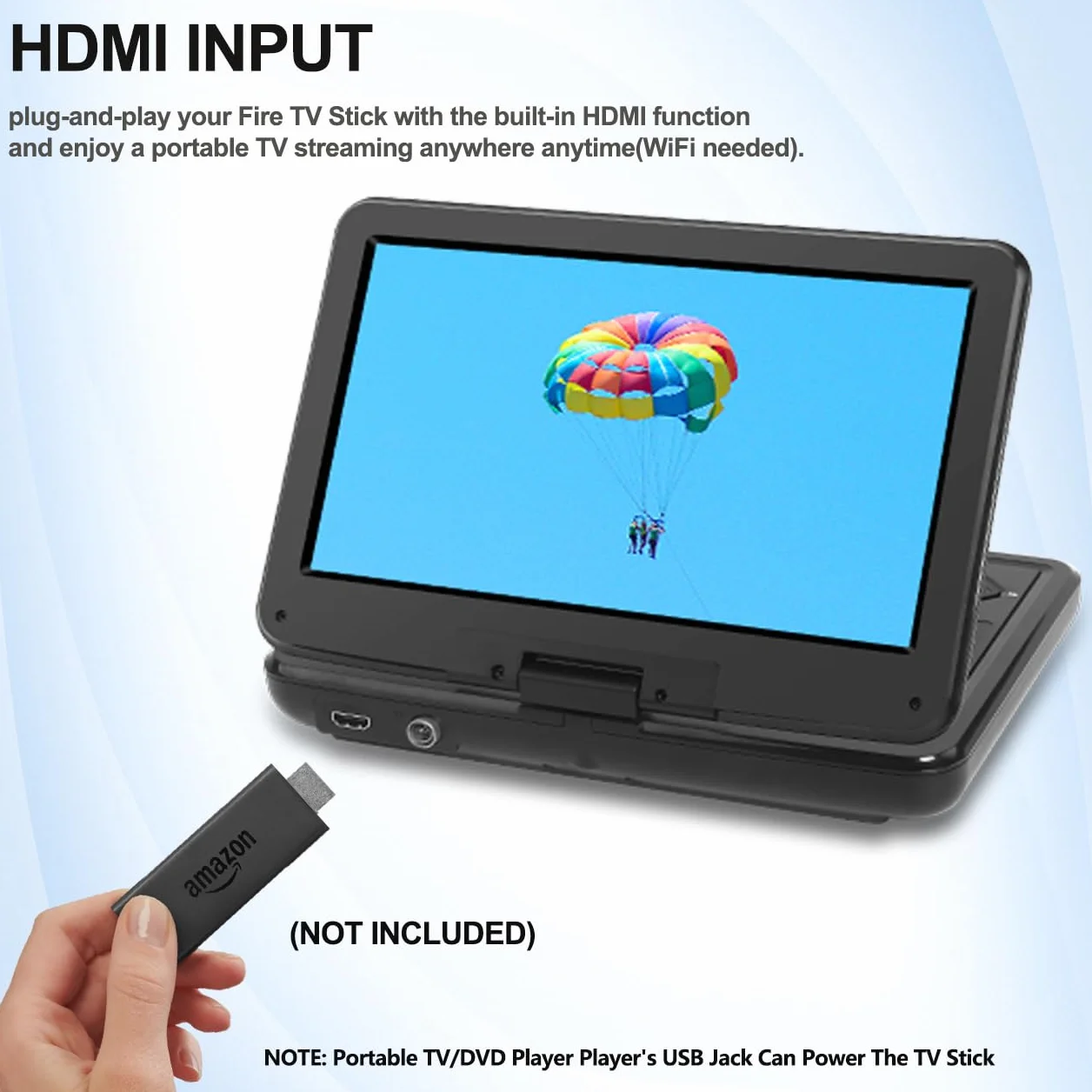 KCR Lettore DVD Portatile da 10,1 Pollici con TV DVB-T2 Integrata, Schermo LED Girevole, USB/HDMI/AV, Batteria Ricaricabile