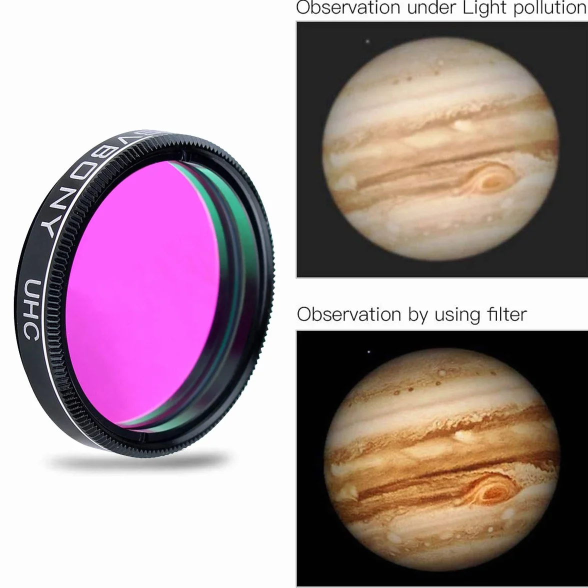 Svbony UHC, filtro telescopico da 3,2 cm, ad alto contrasto, riduce l'inquinamento luminoso della città, filtro per nebulosa per osservazioni celesti e astrofotografia