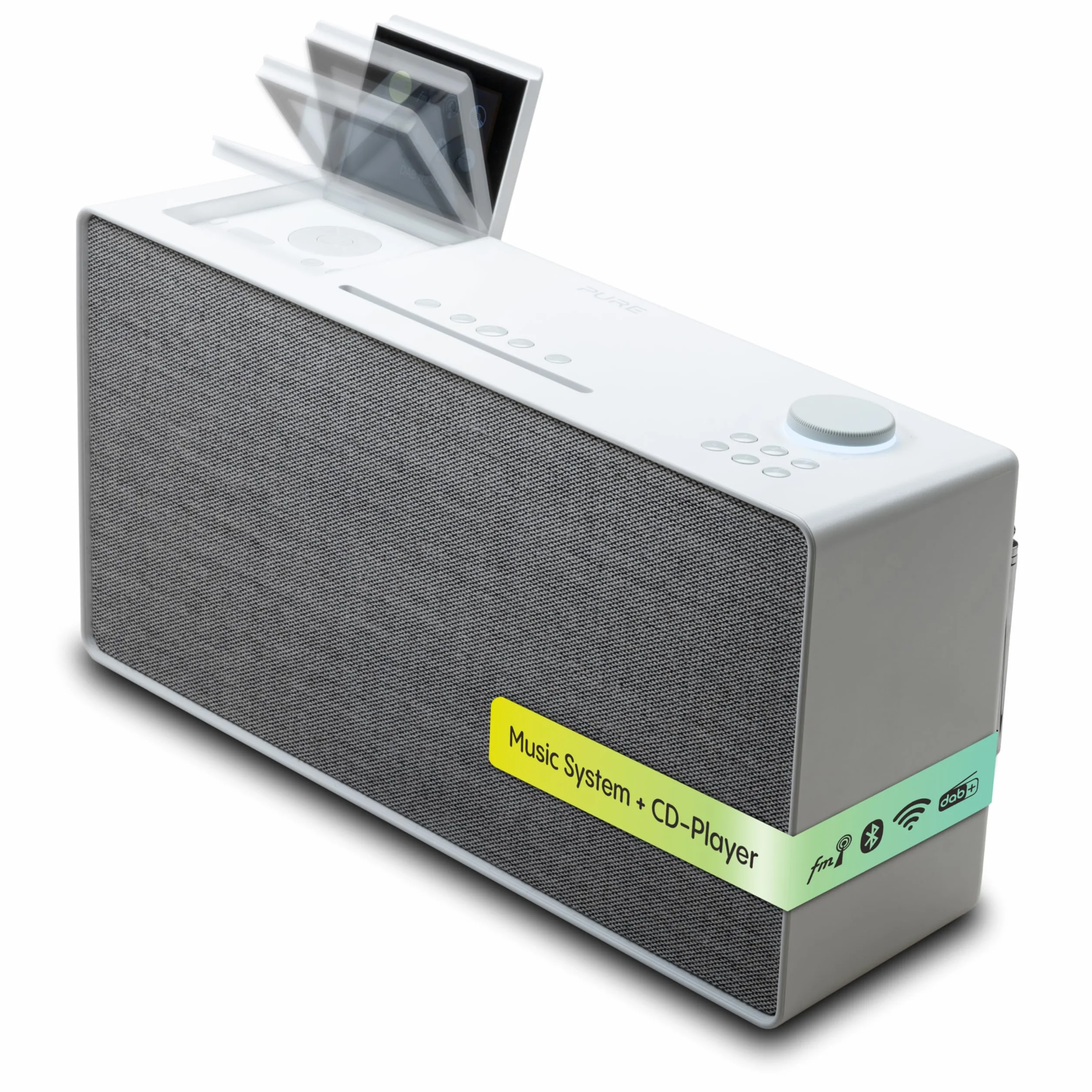 Pure Evoke Home All-In-One Music System DAB+ UKW Radio Internet Radio Spotify Connect Bluetooth CD 100 Watt Bianco cotone