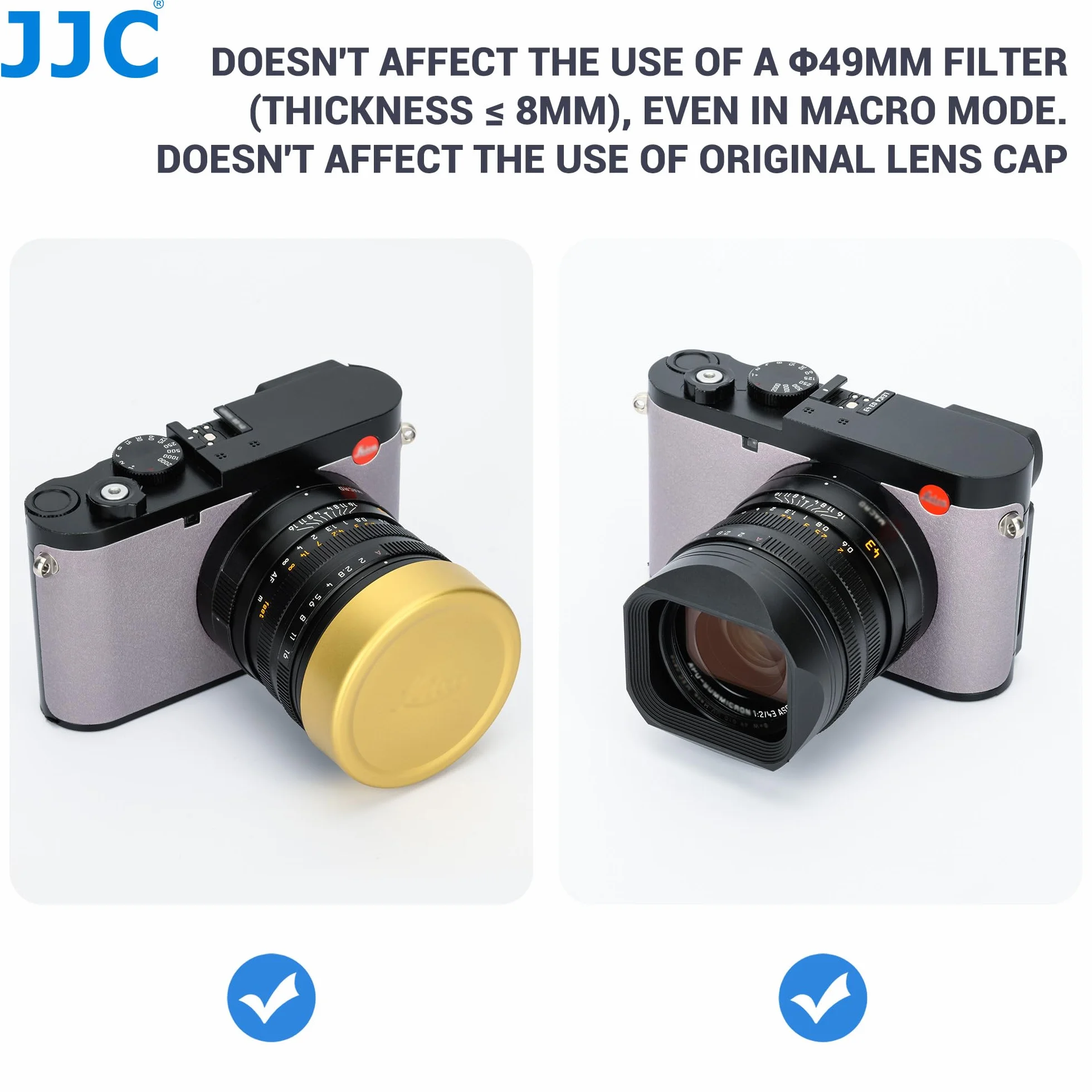 JJC Paraluce Quadrato in Metallo per Leica Q3 43, Q3, Q2 Design Ottimizzato Senza Vignettatura, Compatibile con Filtri Spessi 8mm e Modalità Macro, Adattabile al Tappo Obiettivo Originale