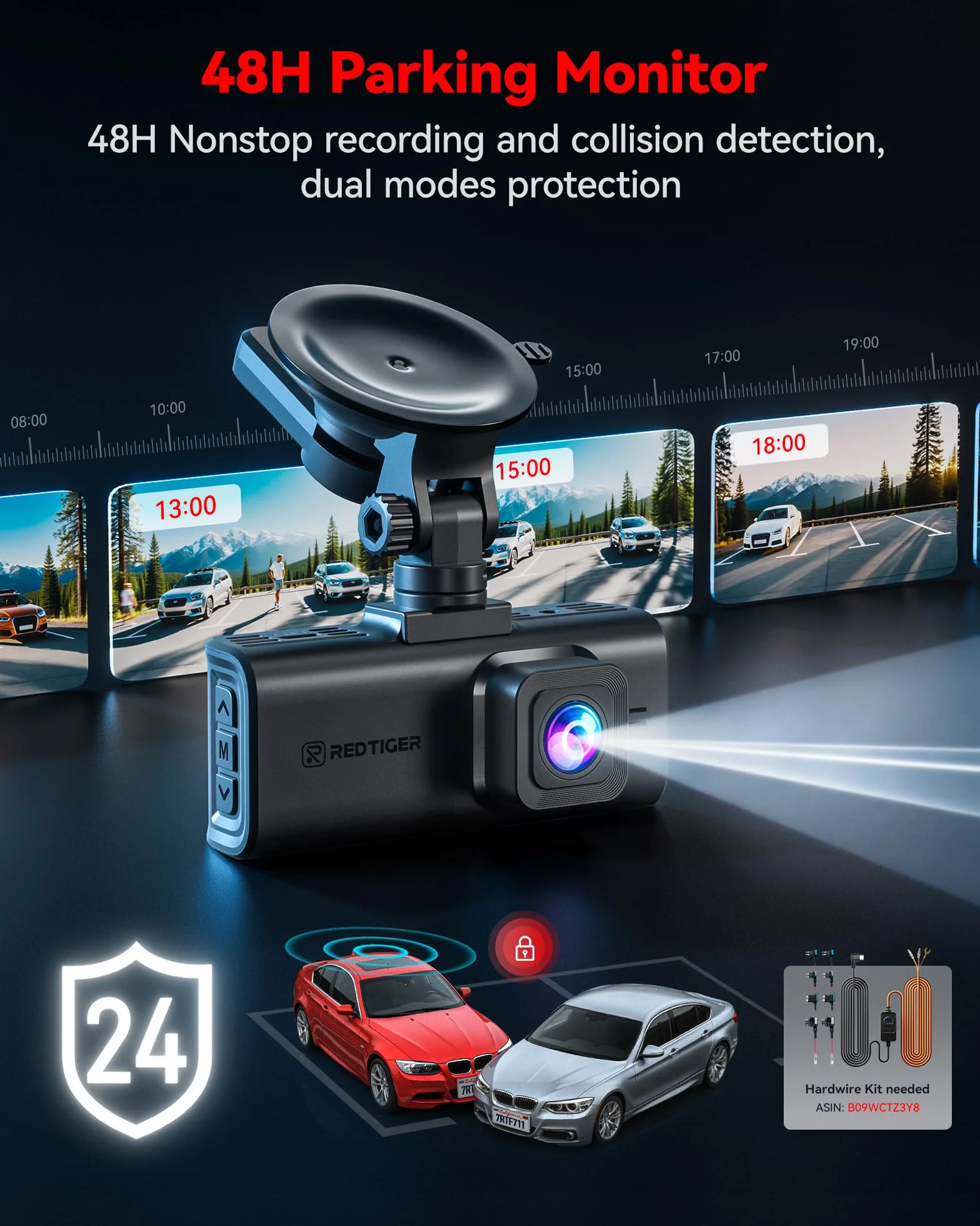REDTIGER 4K STARVIS 2 Dash Cam Auto,Touchscreen da 3,18 Pollici,Scheda di Memoria da 128GB,GPS,5.8GHz WiFi 6,Controllo Vocale,Visione Notturna UHD,Blocco di Emergenza,Monitor di Parcheggio (F7N Touch)