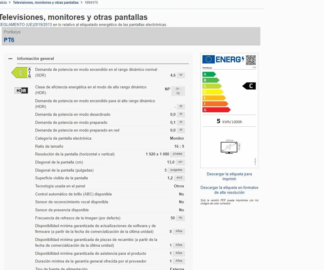 Portkeys PT6 Monitor, monitor di assistenza on-camera professionale Schermo da 5.2" 600 nit Touch Control Ingresso 4K HDMI 30p Uscita HDMI 1080P60 Scatola LUT 3D.