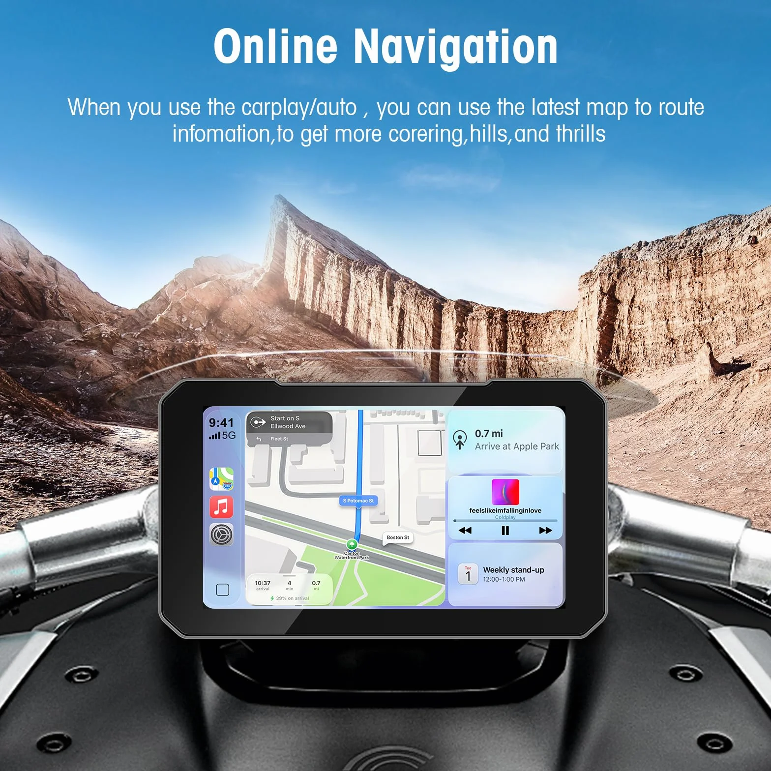 Navigatore Moto Wireless 5 Pollici CarPlay Android Auto GPS Impermeabile IP67 Bluetooth TPMS