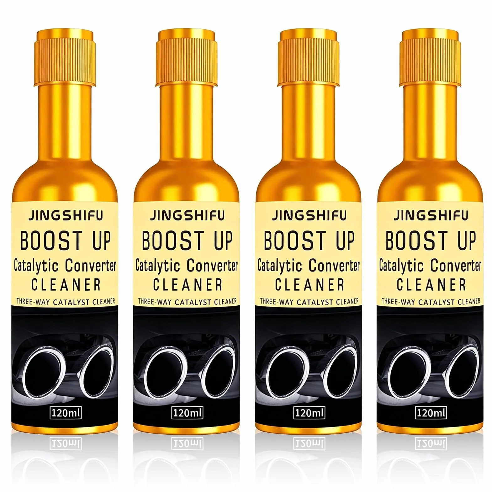 Detergente Catalizzatore 4x120ml - Additivo Benzina per Pulizia Scarico, Riduce Emissioni e Rigenera Dpf - per Auto e Furgoni