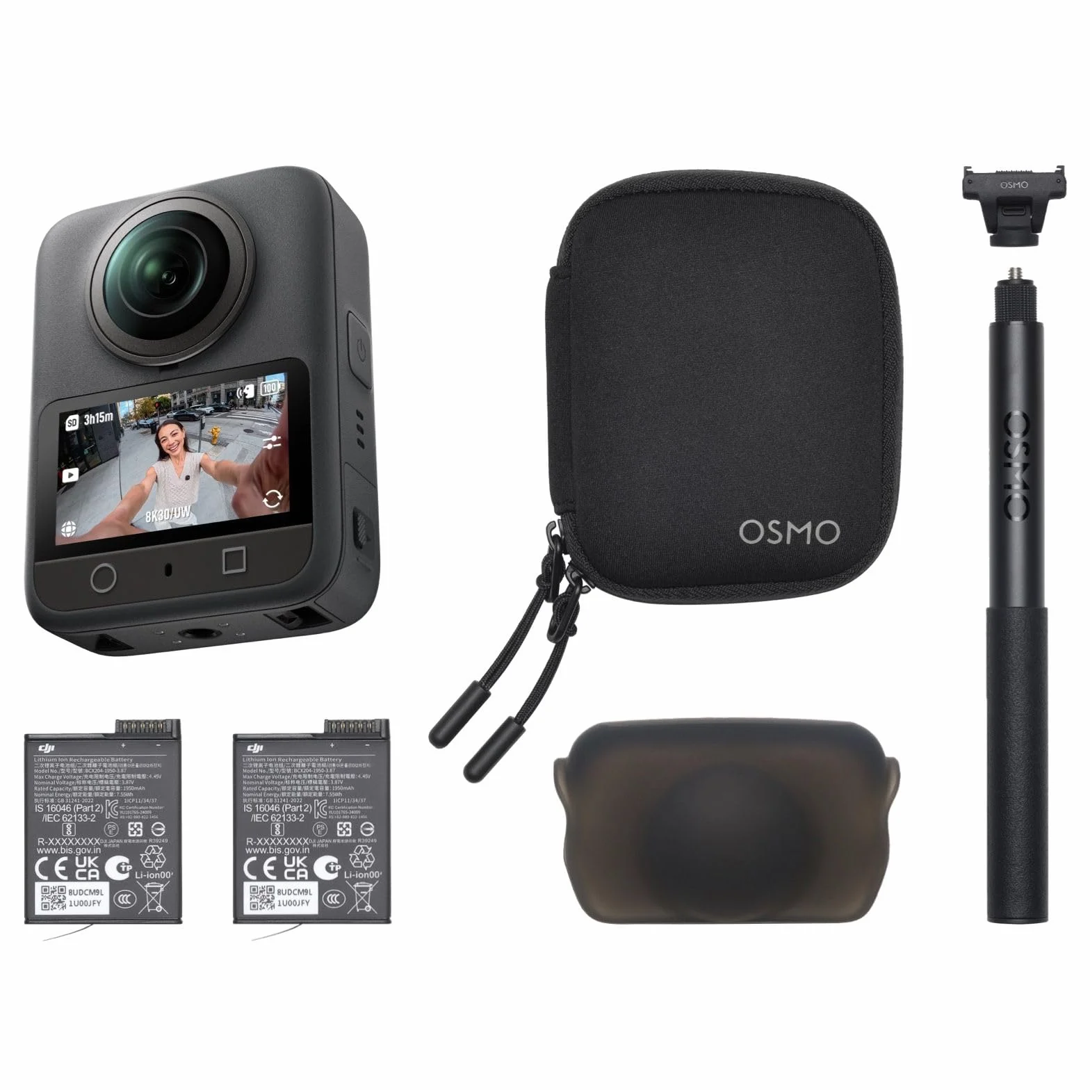 DJI Osmo 360 Combo Essenziale,Action Cam 360, Videocamera 360 1",Video 8K, Manico 1,2 m,2 Batterie.Action Camera Impermeabile,Action Cam Subacquea,Body Cam, Vlog Camera