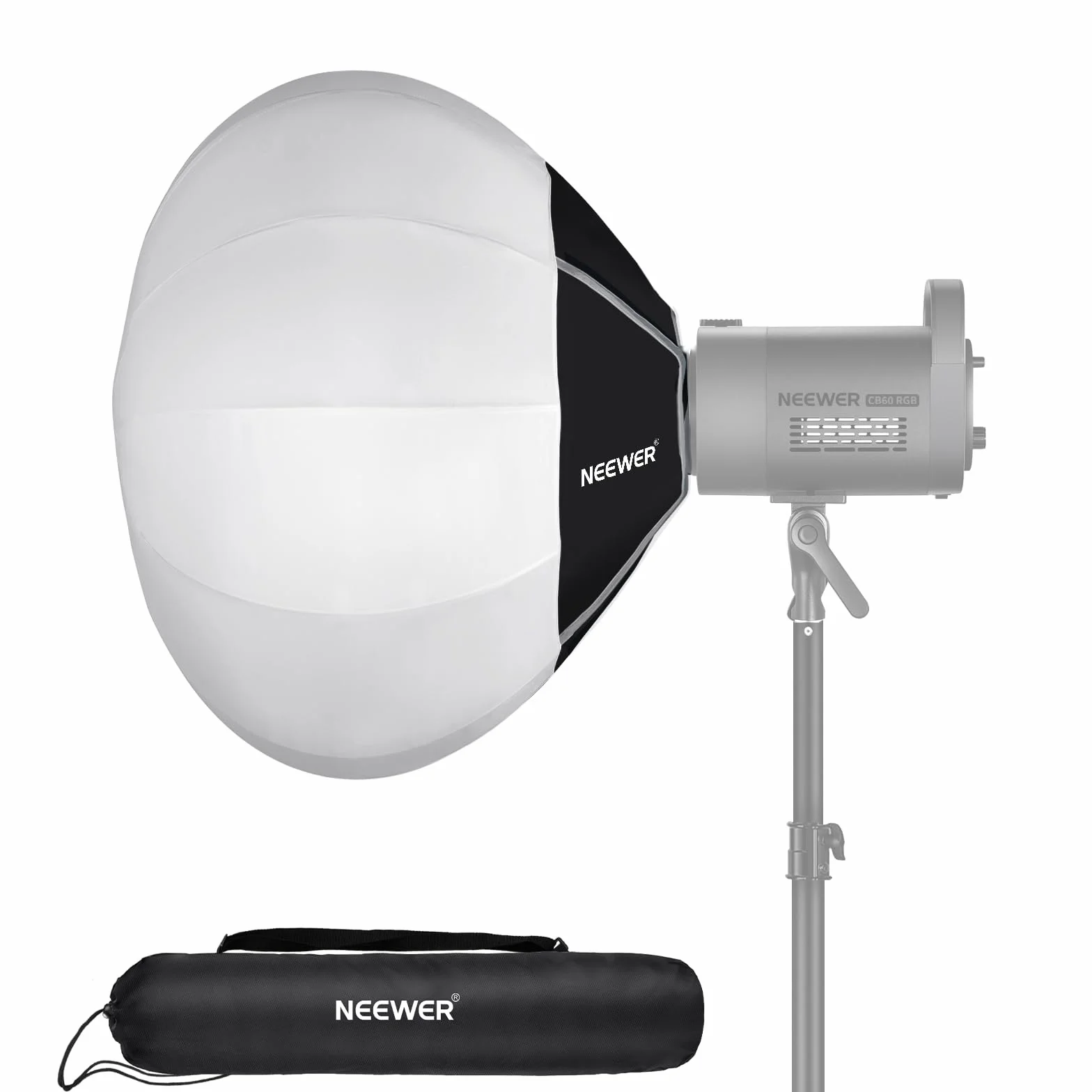 NEEWER Lanterna Softbox da 50 cm, diffusore di luce a 360° a sgancio rapido, montaggio Bowens, Softbox con lega di nylon leggera per luci video LED continue RGB CB60 CB60B CB200B MS60B MS60C MS150B