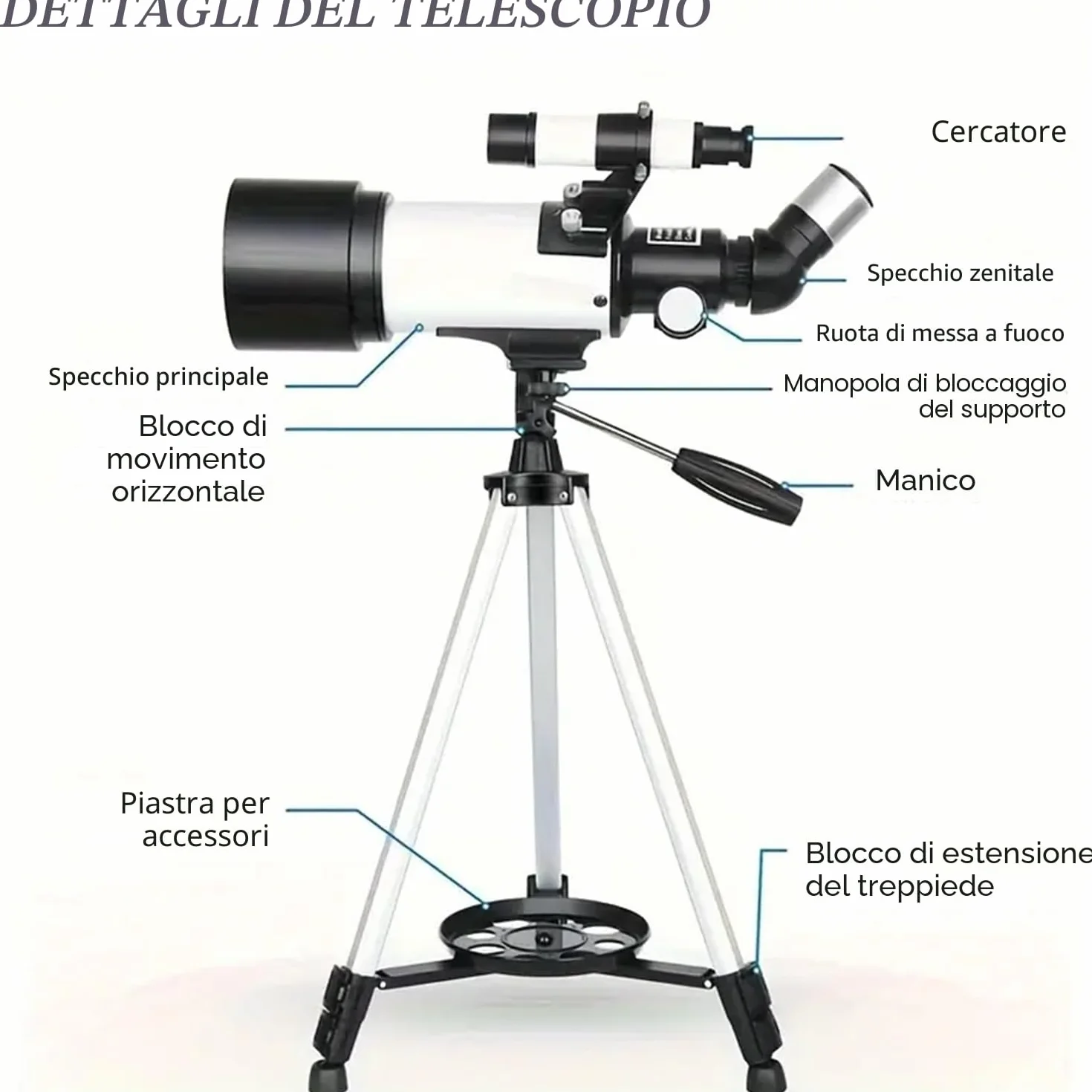 Telescopio, Astronomia Telescopio Professionale 70/400mm per Principianti con Cannocchiale 5 x 24 e Treppiede, Refrattori Telescopi per Bambini Adulti, per Luna Pianeta Guarda(Nero)