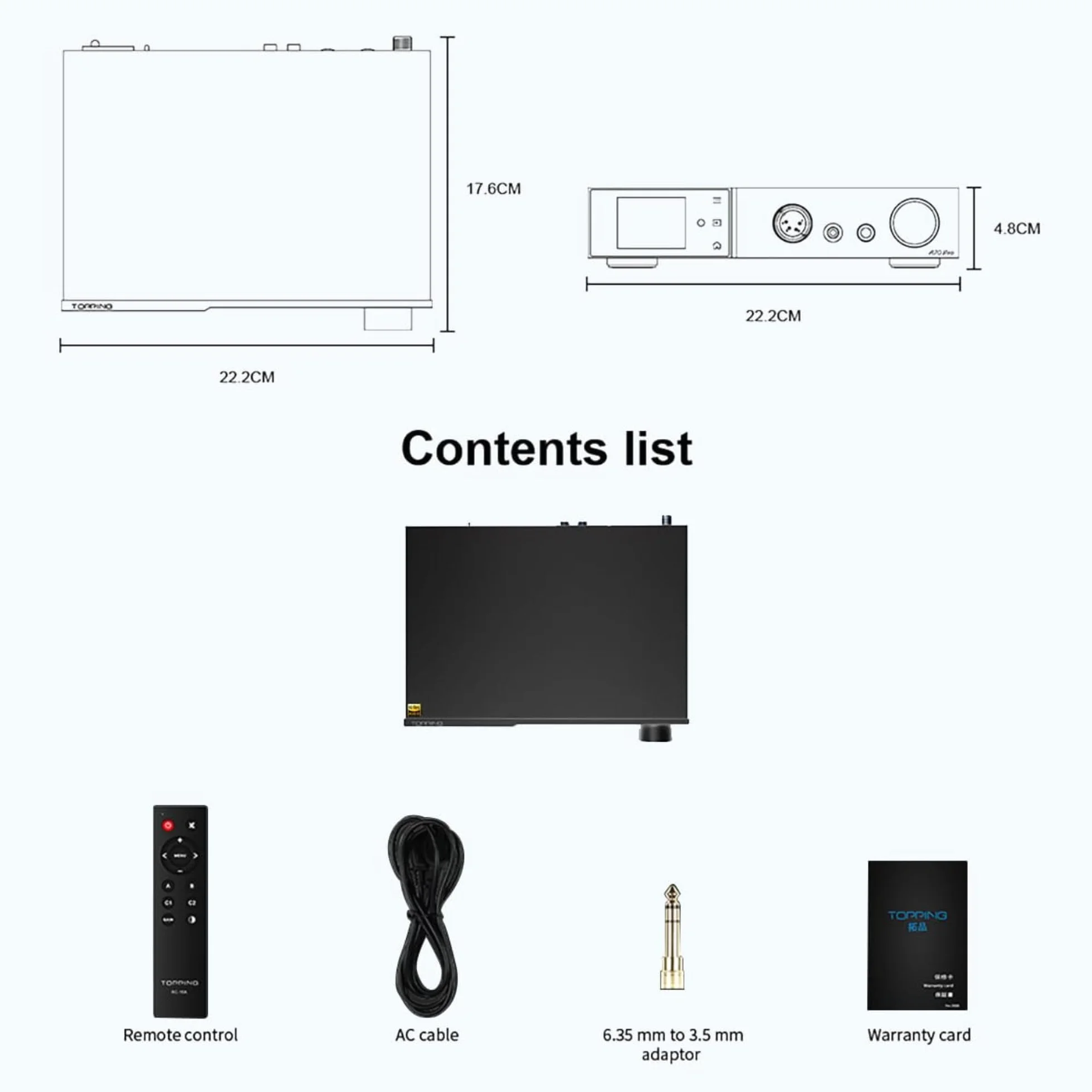 Topping A70 Pro Full Balanced Amplificatore per cuffie: 17000mW x2 RCA/XLR/TRS/EXT Ingresso 4,4mm/6,35mm/4-Pin XLR/RCA Uscita HAP per Auricolari/cuffie/IEM, Bassa Preamplificatore (Nero)