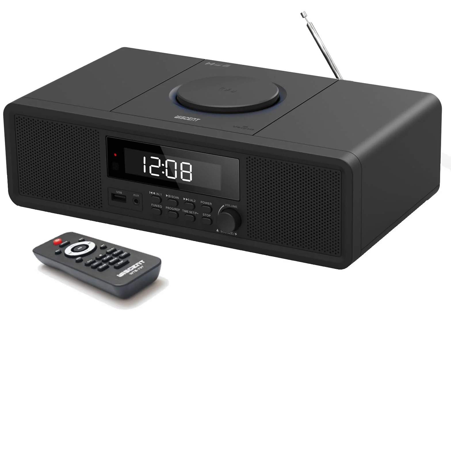 Impianto stereo compatto Home CD, radio lettore CD con Bluetooth, radio FM, AUX-IN, riproduzione USB, orologio digitale, doppia sveglia, lettore CD per casa