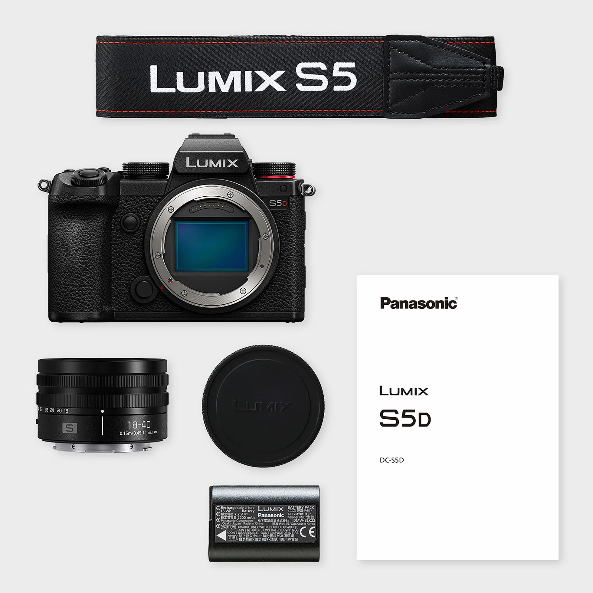 Panasonic Lumix S5D, Corpo Macchina Mirrorless Full Frame, con Obiettivo S-R1840E 18-40 mm S 24,2MP, Registrazione 4K 60P, Live View Finder, Monitor ad Angolo Libero, Wi-Fi, Bluetooth, Nero