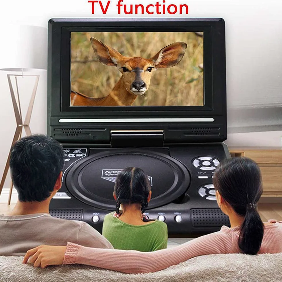 TV Portatile da 7,8 Pollici Lettore Dvd per Auto da Casa HD VCD CD Lettore MP3 HD EVD con TV/FM/USB/Funzione di Gioco-Spina UE, 500139987