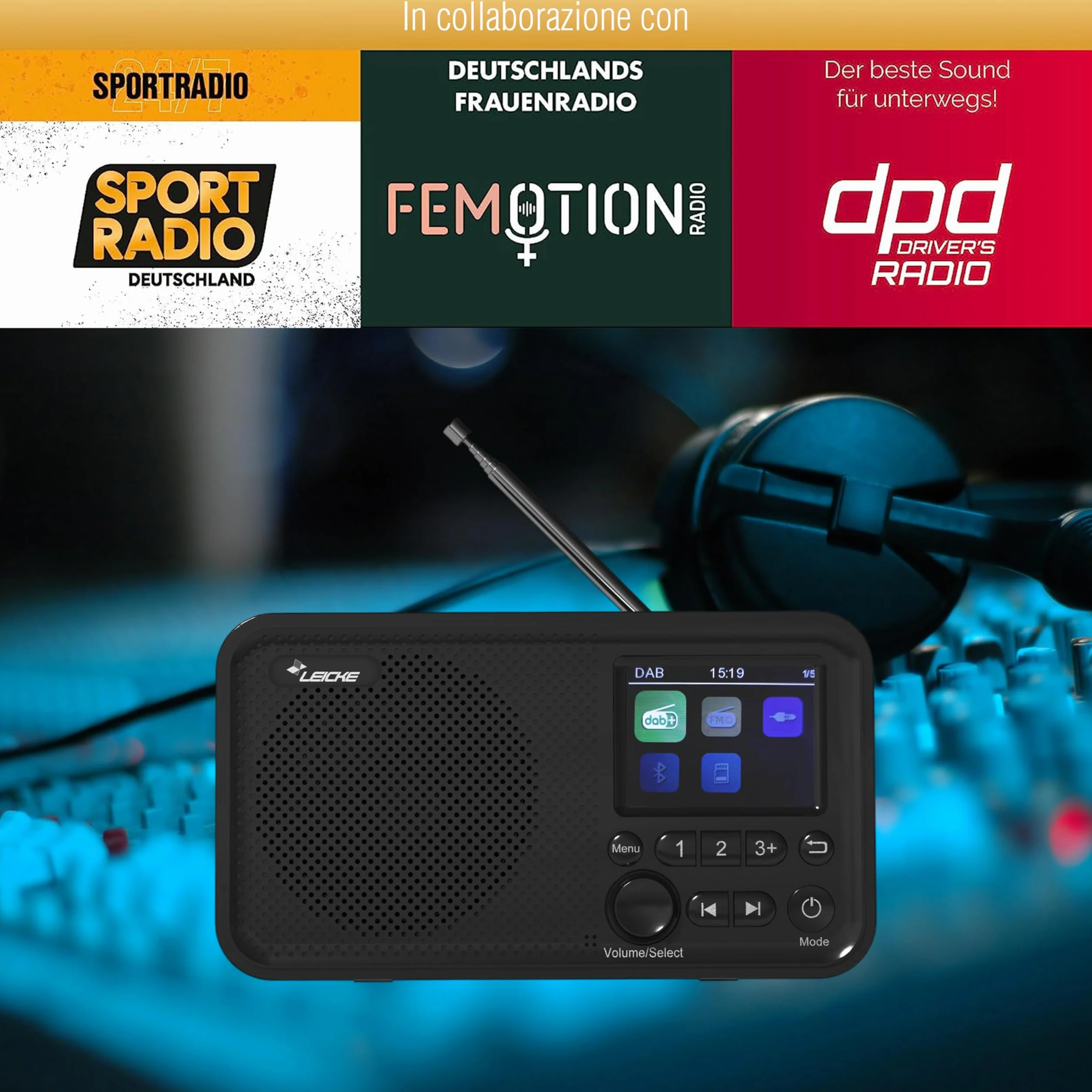 LEICKE DAB+ Radio Portatile con Bluetooth 5.0, FM, Display 2,4", Batteria 4000 mAh