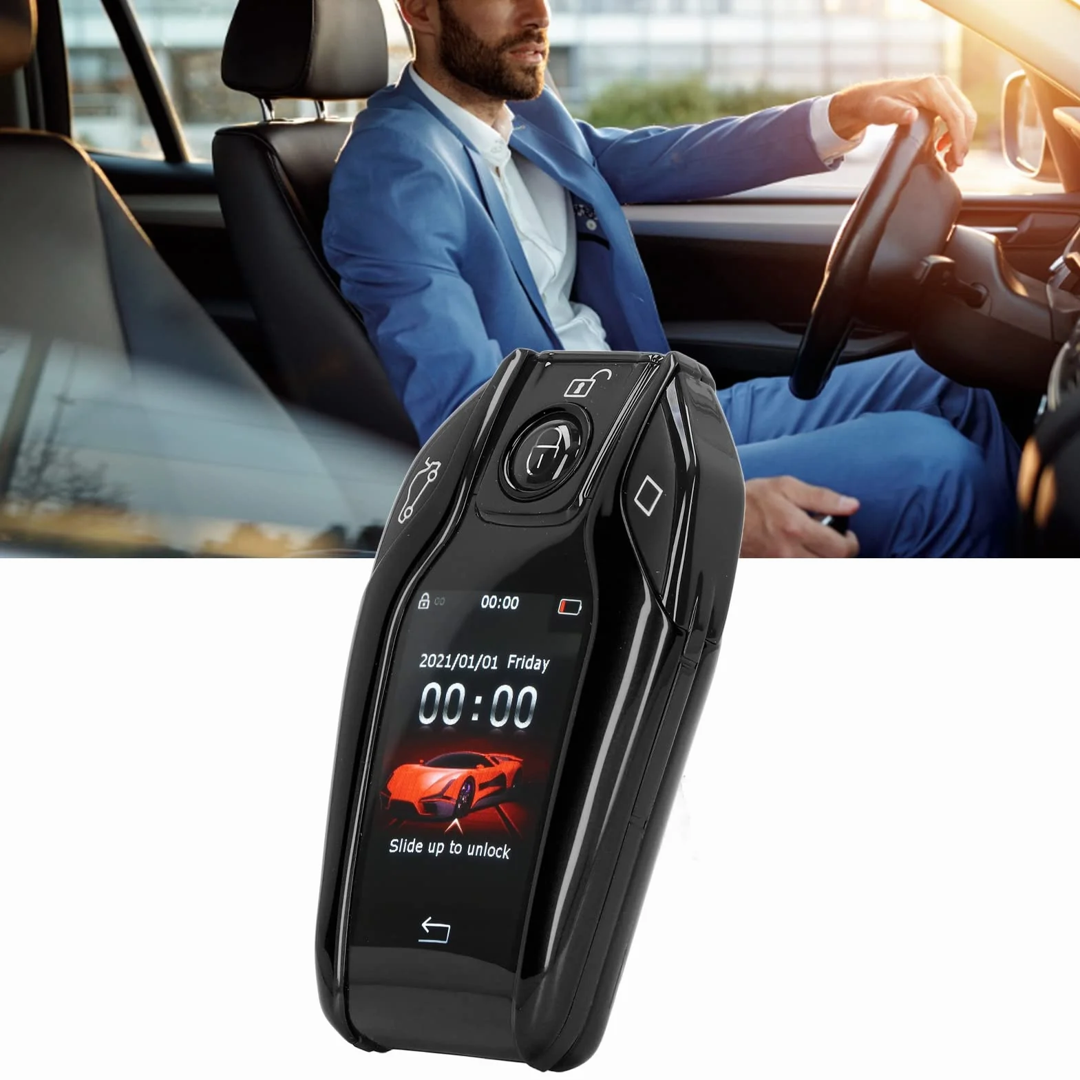 TK800+ Smart Remote Control Car Key, LCD touch screen, senza chiave blocco automatico sbloccare finestra ascensore tronco, per tutti gli avviamenti del motore (Nero)