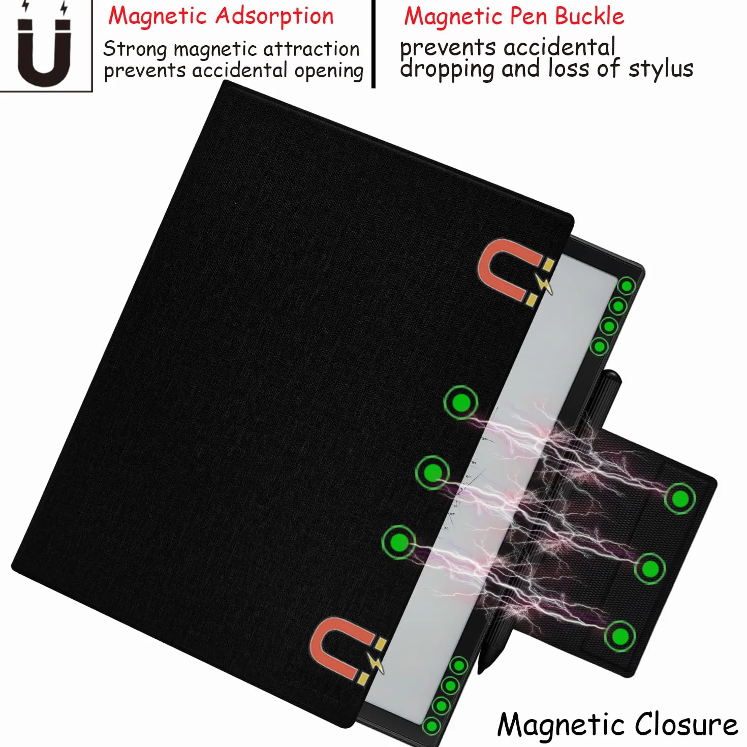 Custodia magnetica con supporto per Onyx Boox Note Air 4 C/Note Air 3 C (2024/2023) Custodia in pelle ultra sottile leggera con fibbia magnetica per penna, accensione e spegnimento automatico