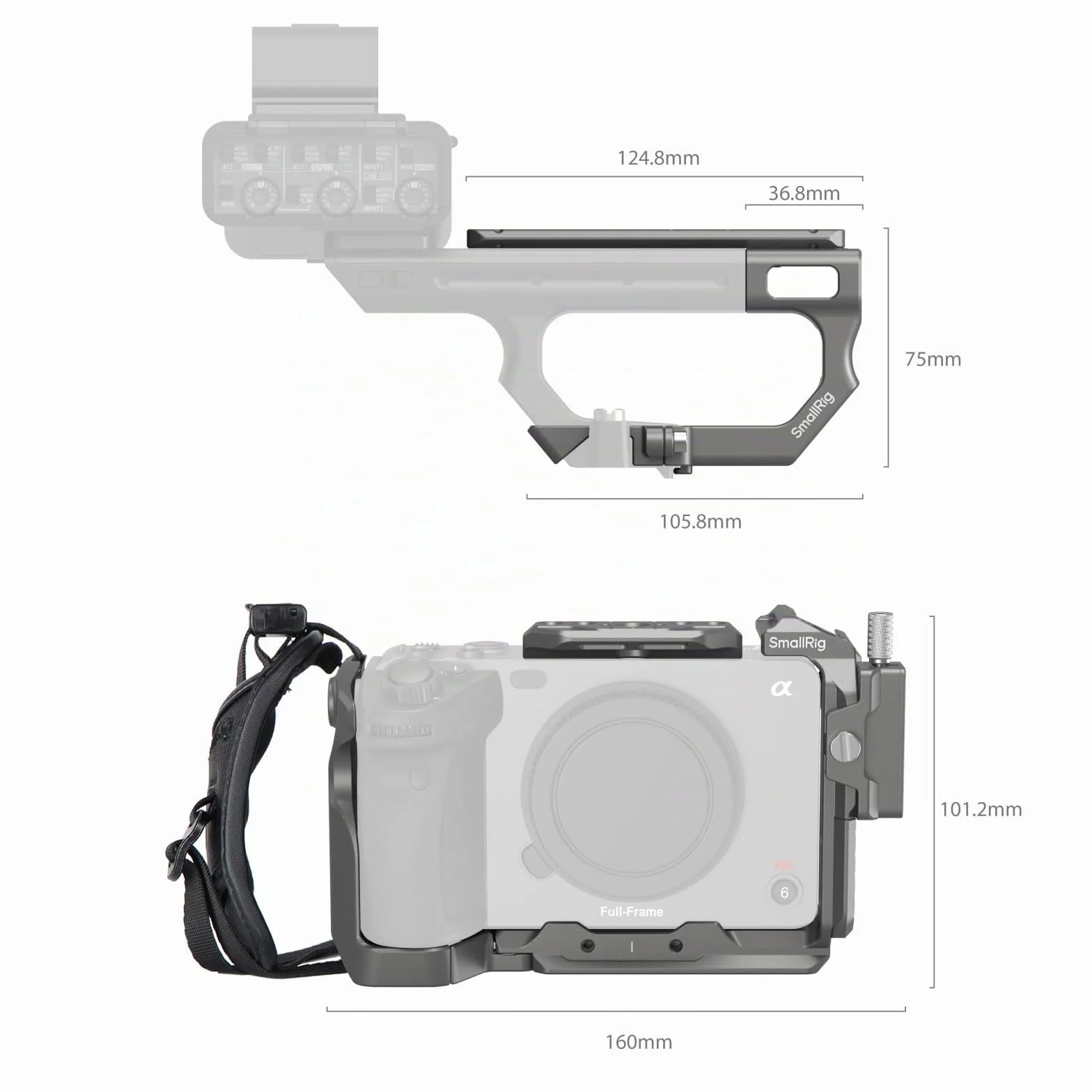 SMALLRIG FX3/FX30 HawkLock Quick Release Cage Kit per Sony FX3 / FX30 con Estensione Maniglia XLR, Cinturino da Polso e Morsetto per Cavi per HDMI, QR NATO Rail/Piastra QR per Arca - 4771