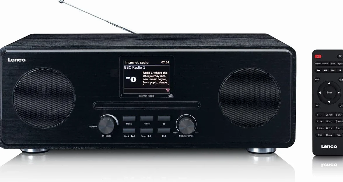 Lenco DIR 260 Internet Radio Wi-Fi Bluetooth DAB+ FM CD AUX 2x10W RMS Nero