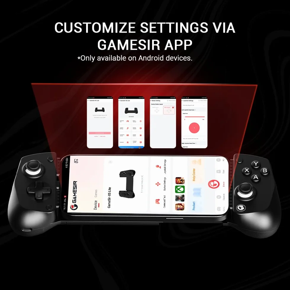 GameSir X5 Lite Mobile Gaming Controller per Android e iPhone Serie 15/16 (USB-C), Joystick ad effetto Hall, impugnatura ergonomica e leggera - Gioca a Genshin Impact e Zenless Zone Zero，Plug and play