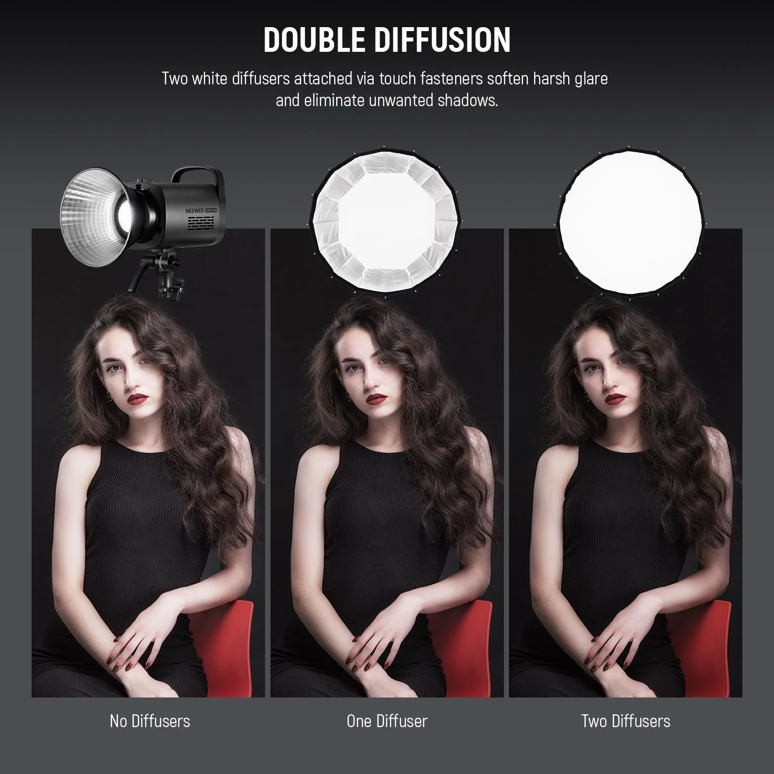 NEEWER 90cm Softbox Parabolico, Attacco Bowens,Rilascio Rapido con Diffusori/Griglia/Borsa per Luci Video Continue F300C AS600B Q4Pro Q6 Compatibile con Godox Compatibile con Aputure 600d,NS90P