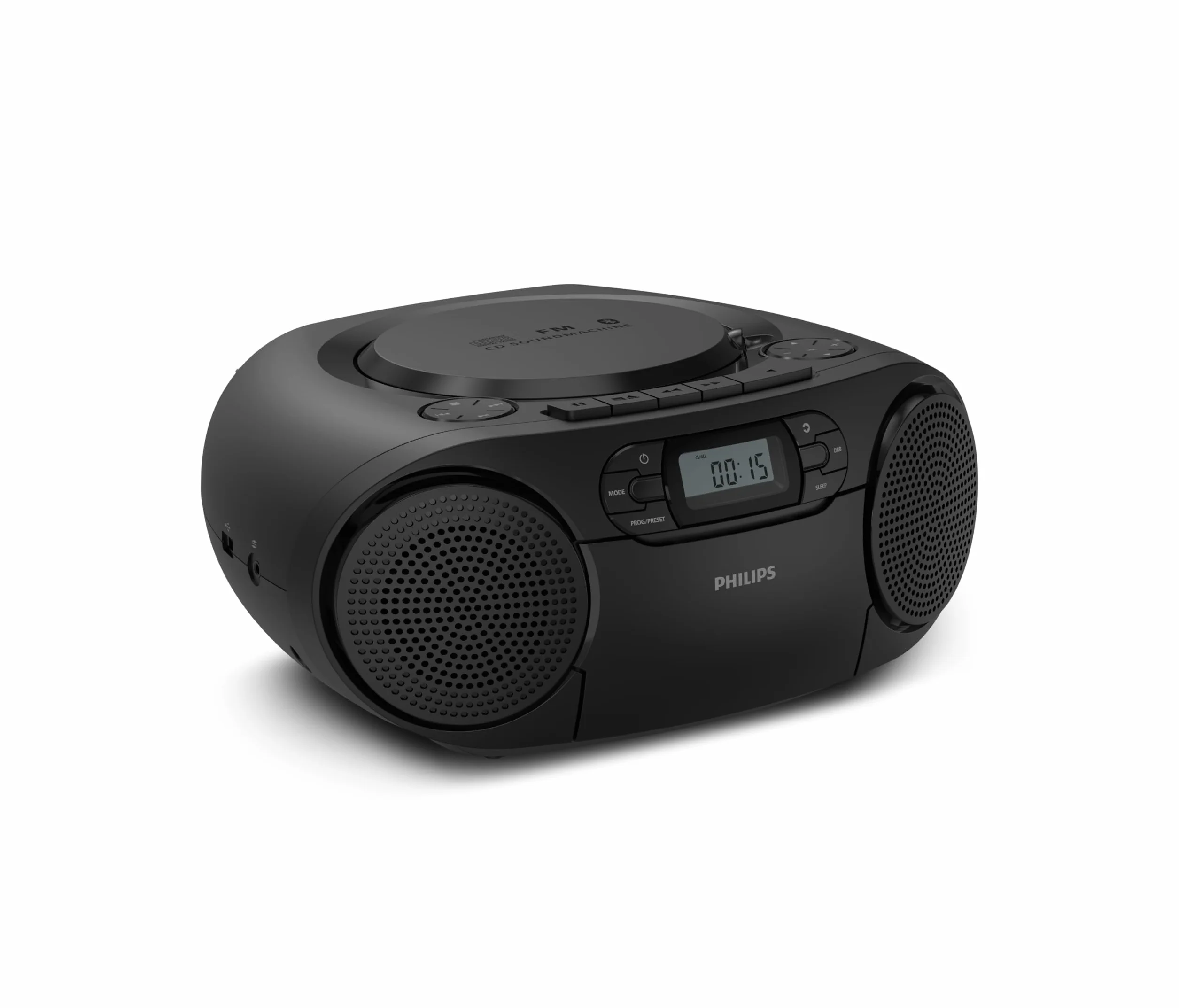 Philips TAZ2200 CD Soundmachine portatile CD e cassette, Radio FM, Bluetooth 6.0, Riproduzione USB, Ingresso audio, Boost bassi dinamici, Altoparlanti stereo 6W, CA/Batteria, Maniglia – Argento