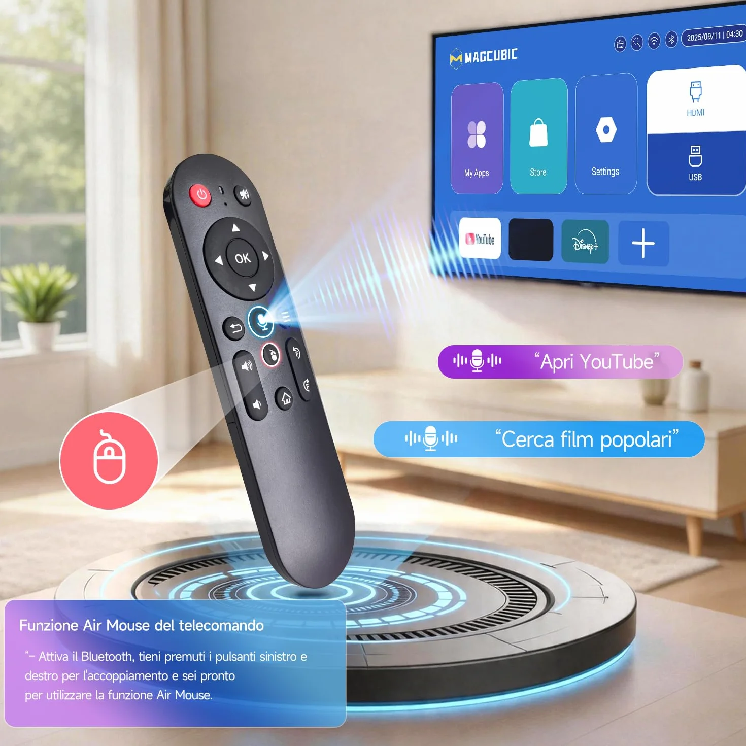 【Messa a Fuoco Automatica】Proiettore 4k Magcubic HY320pro - Risoluzione Nativa 1080p, 400 ANSI, Contrasto 10000:1, Wi-Fi 6 e Bluetooth 5.4, Correzione Trapezoidale per casa e ufficio