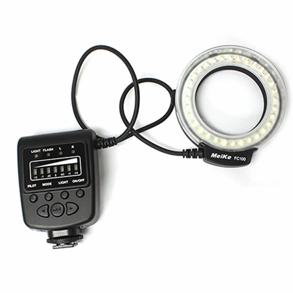 Meike LED Macro Anello Flash Light FC-100 per Canon Nikon Pentax Olympus DSLR Camera Camcorder con anelli adattatori