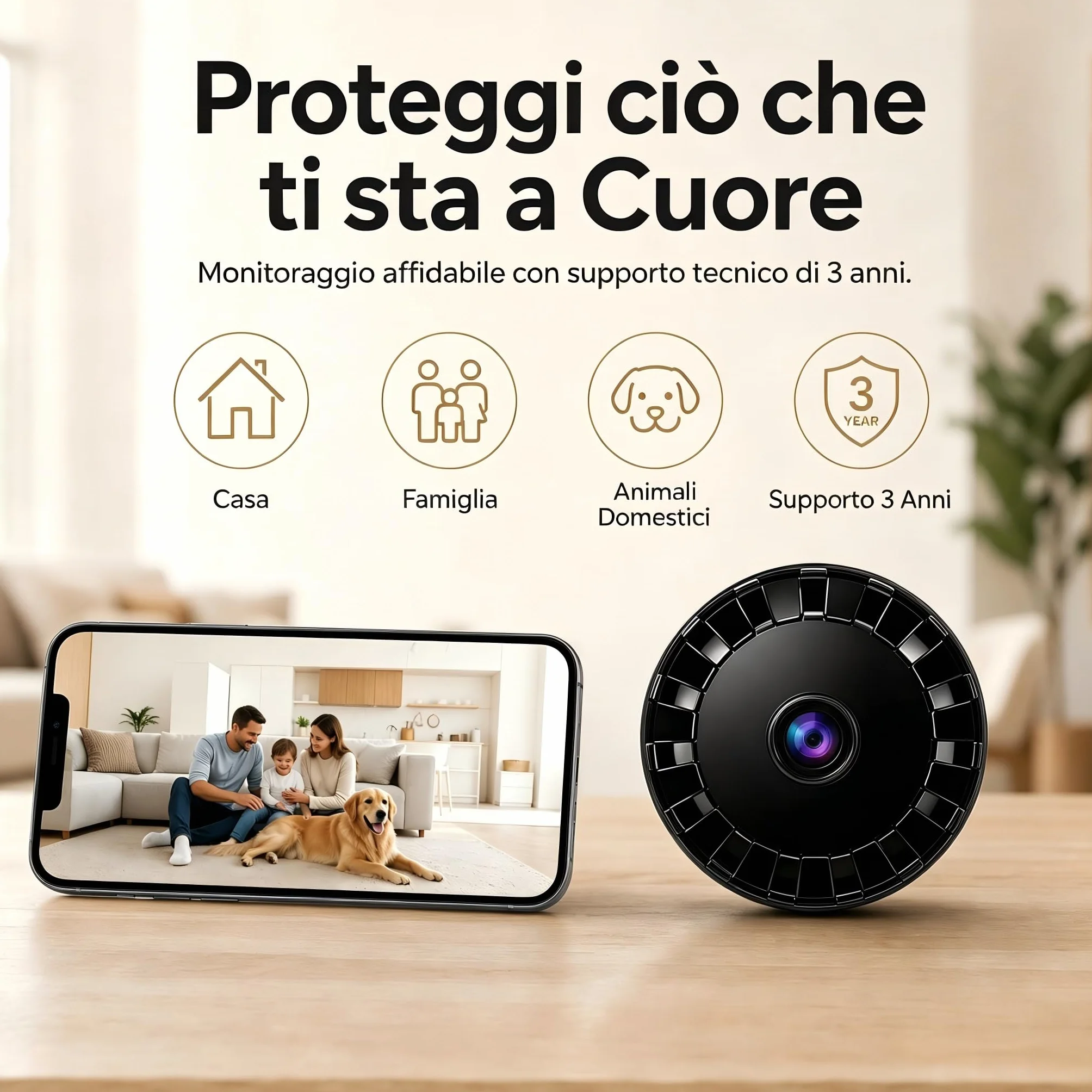 Mini Telecamera Spia WiFi Interno/Esterno, Videocamera Sorveglianza 1080P, Visione Notturna, Rilevamento di Movimento, Controllo Remoto Con App per Casa/Bambini A/Y (Black, Mini 4 PCS)
