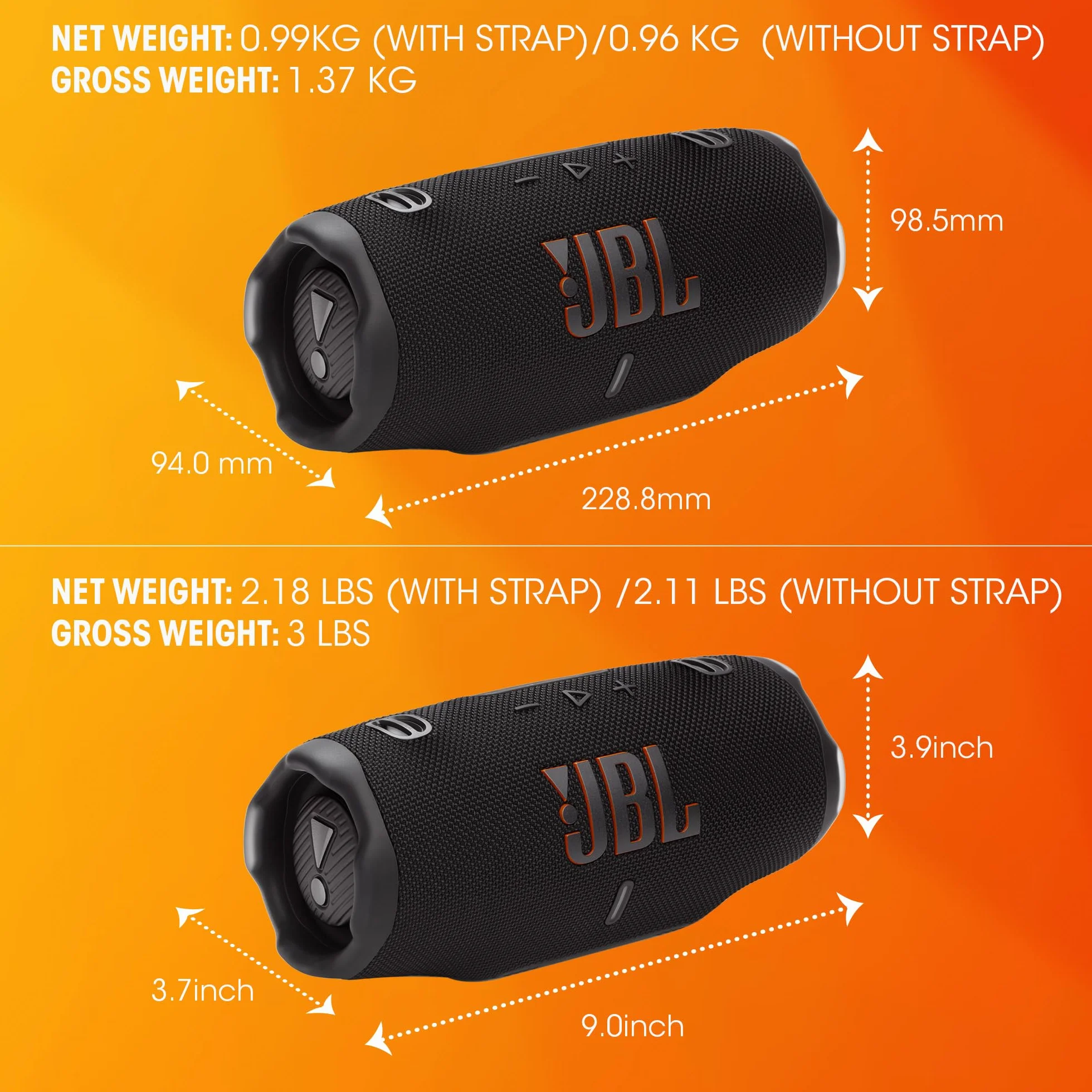 JBL Charge 6 Speaker Bluetooth Portatile Wireless, 24 Ore di Autonomia, Impermeabile IP68, Resistente alla Polvere e Antiurto, Suono JBL Pro con AI Boost, Connessione Multi-Speaker Auracast, Nero