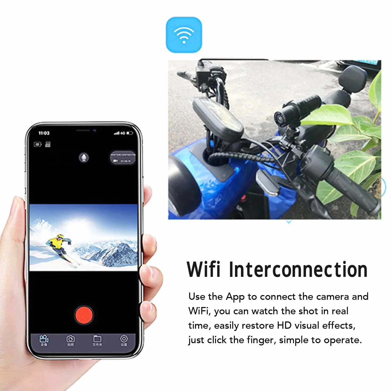 Dash Cam per Moto, Dash Cam per Moto 1080P Anteriore e Posteriore, Mini Telecamera Sportiva per Esterni Grandangolare da 120 Gradi per Motocicletta