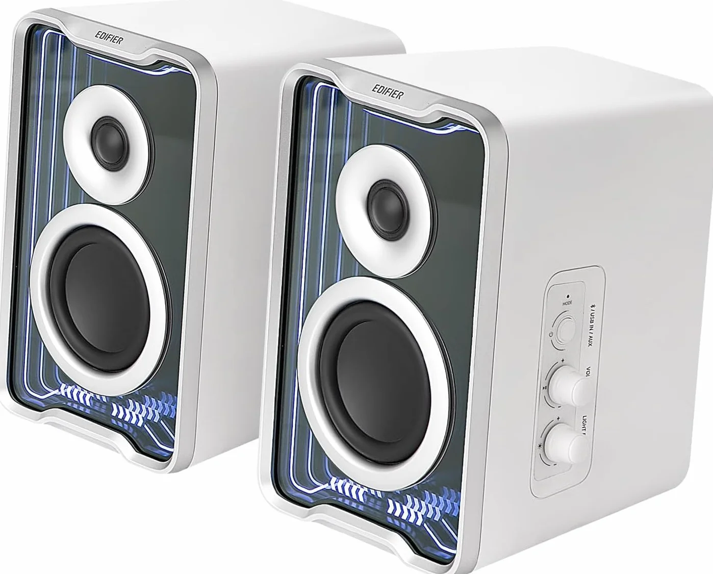 Edifier QR30 Altoparlanti desktop attivi con Bluetooth V5.4, effetti luminosi dinamici. 30 Watt RMS - Bianco